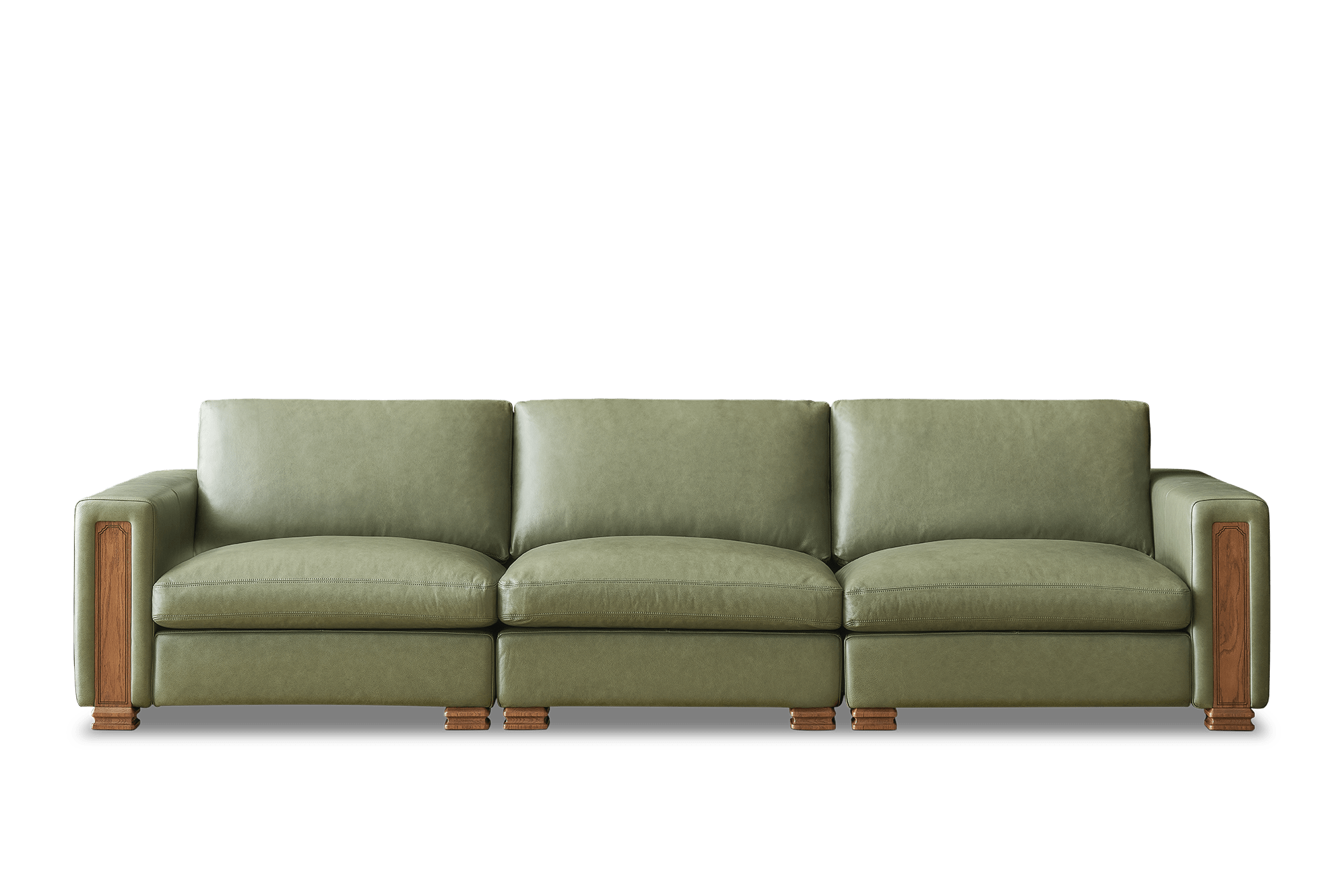 Tan France Kagan Leather Extended 3 Seater Sofa, (Lugano) Moss