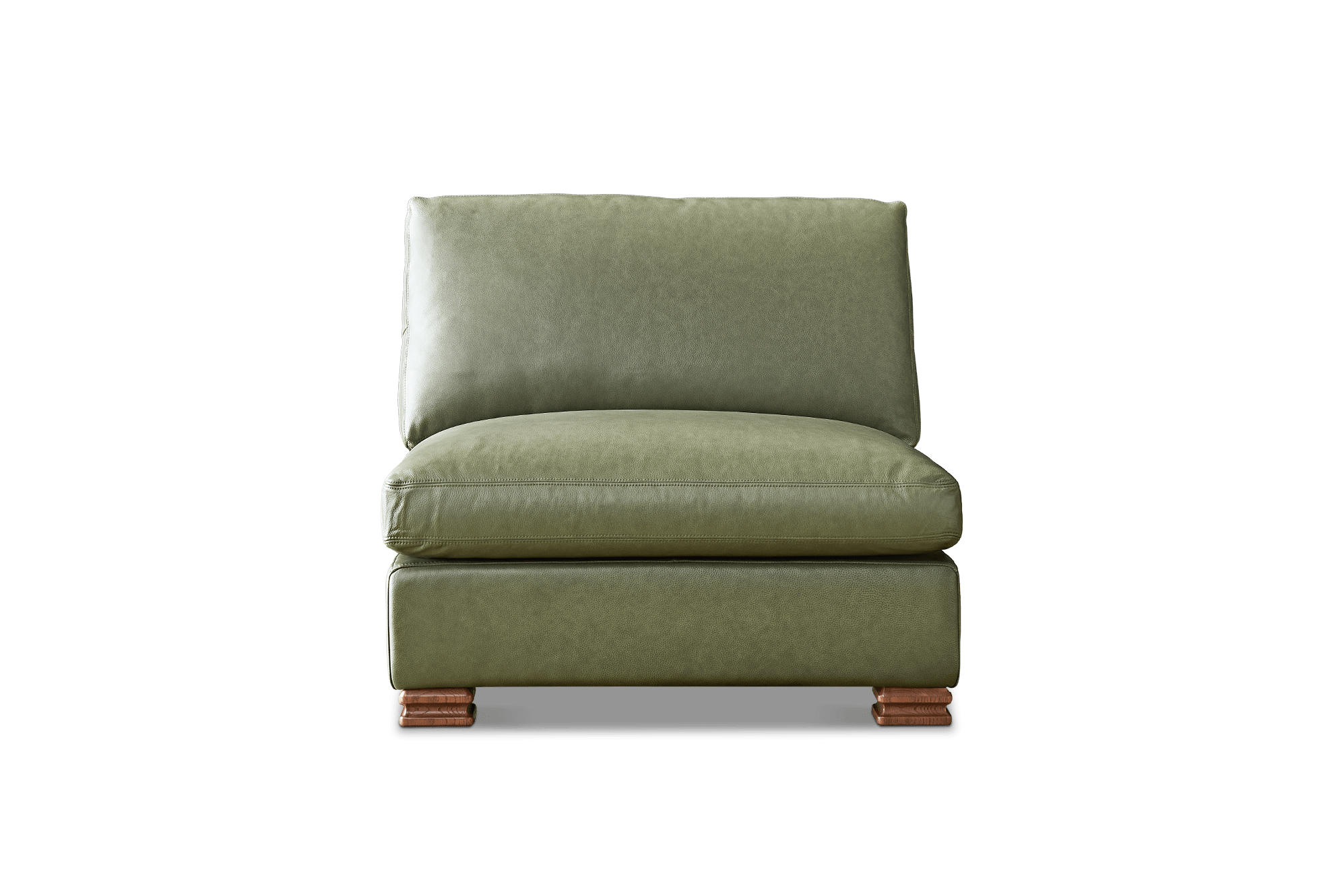 Tan France Kagan Leather Armless Sofa, (Lugano) Moss