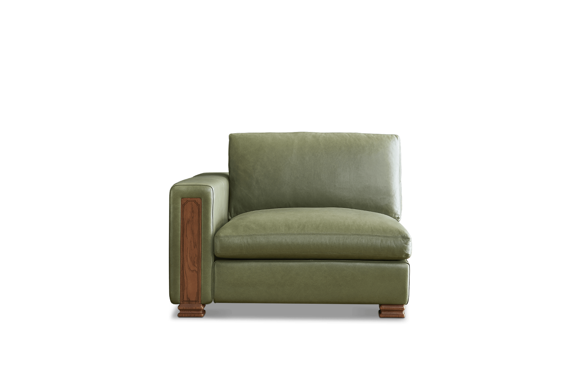 Tan France Kagan Leather Left Arm Sofa, (Lugano) Moss