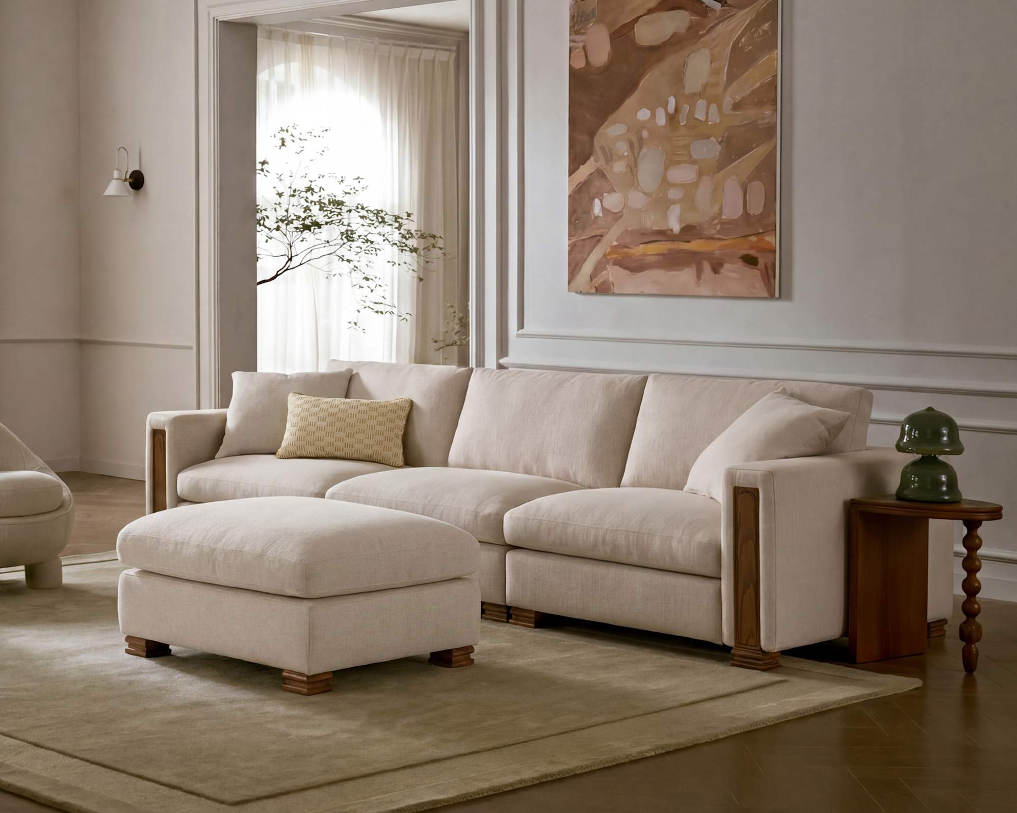 Tan France Kagan Armless Sofa 2