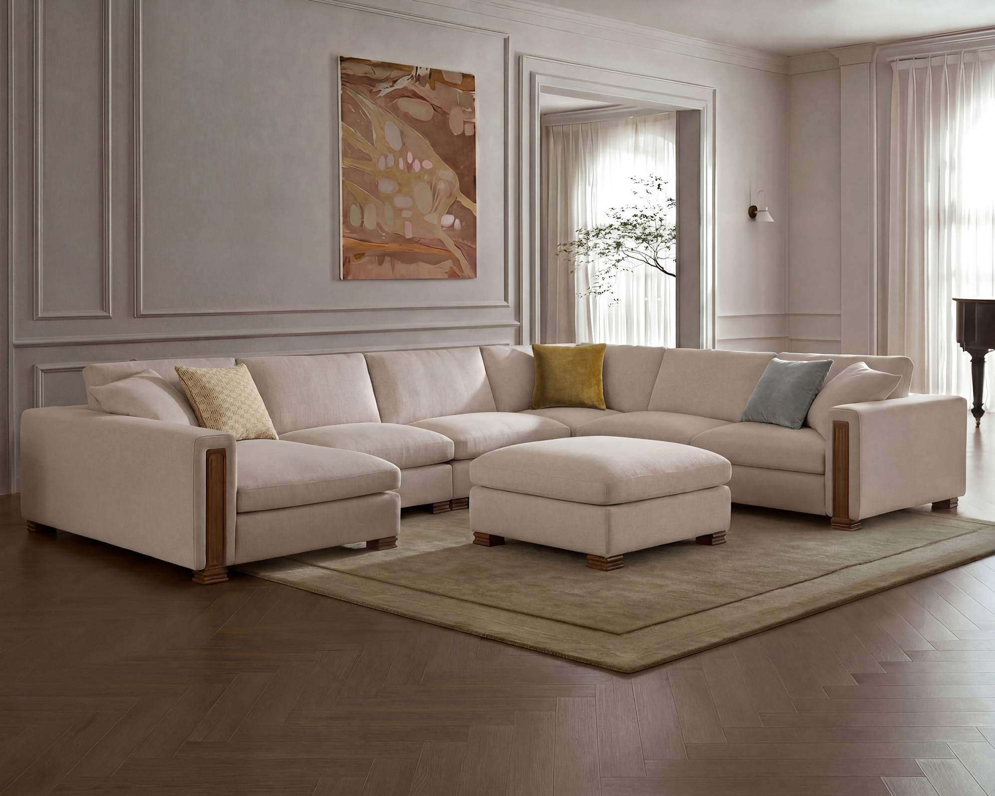 Tan France Kagan Right Arm Sofa 3