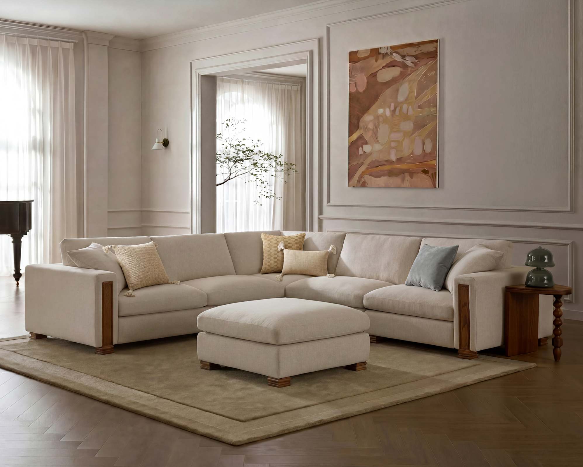 Tan France Kagan Left Arm Sofa 2
