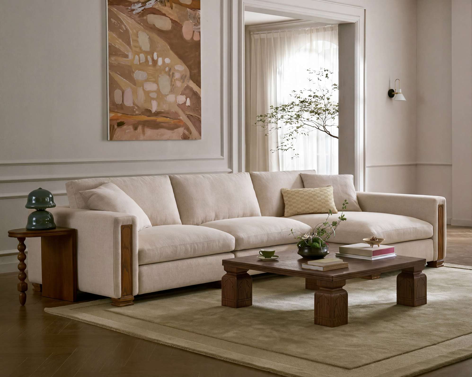 Tan France Kagan Left Arm Sofa 3