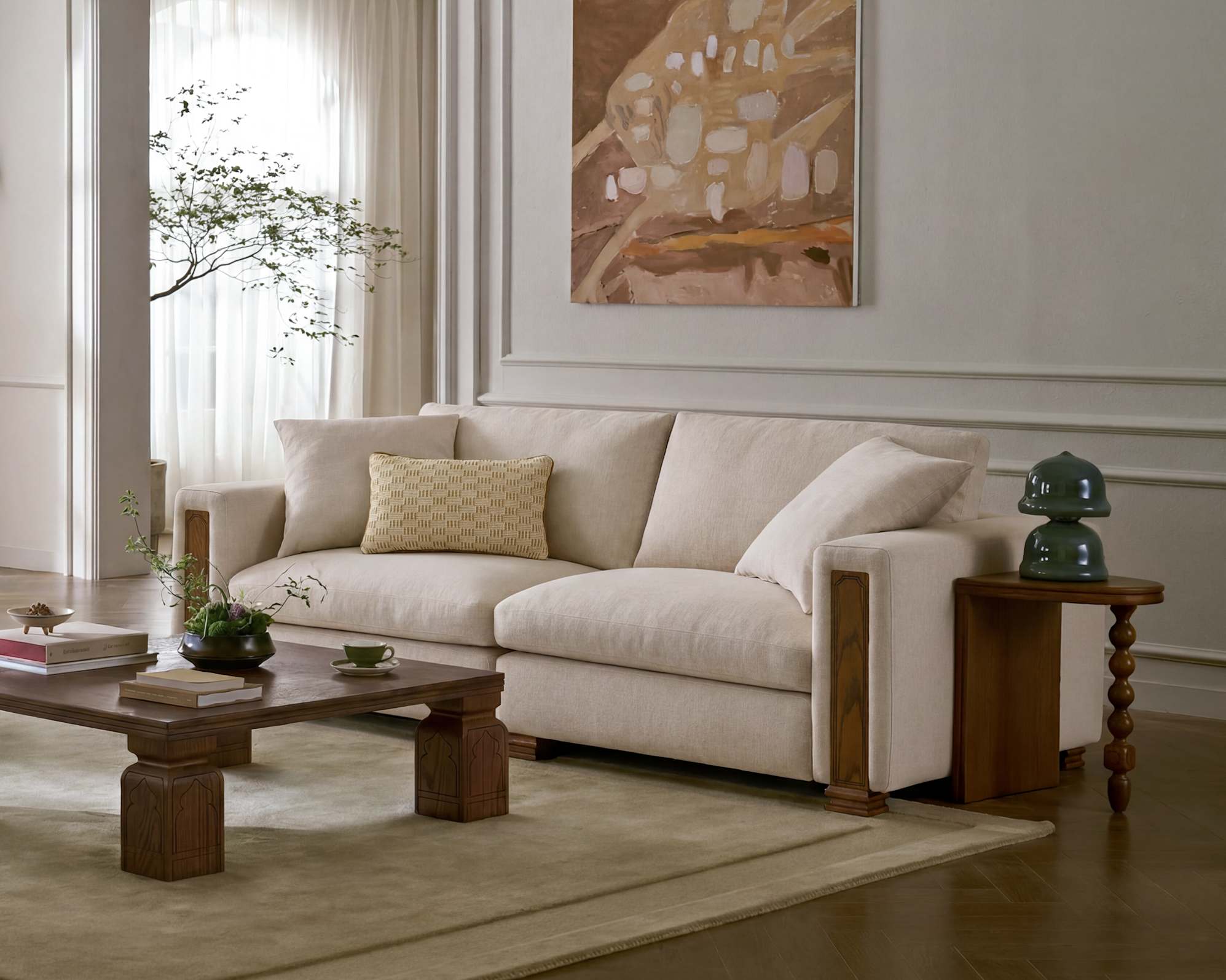 Tan France Kagan 3 Seater Sofa 0