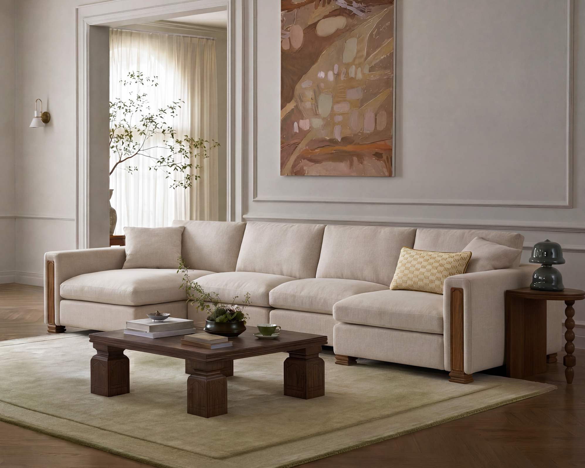 Tan France Kagan Armless Sofa 3