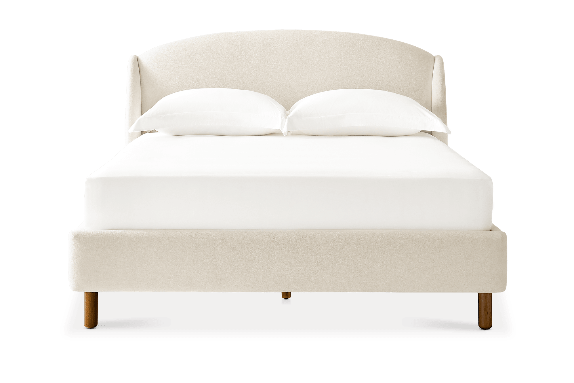 Mia Queen Size Bed, (Plush Knit Velvet) Cream