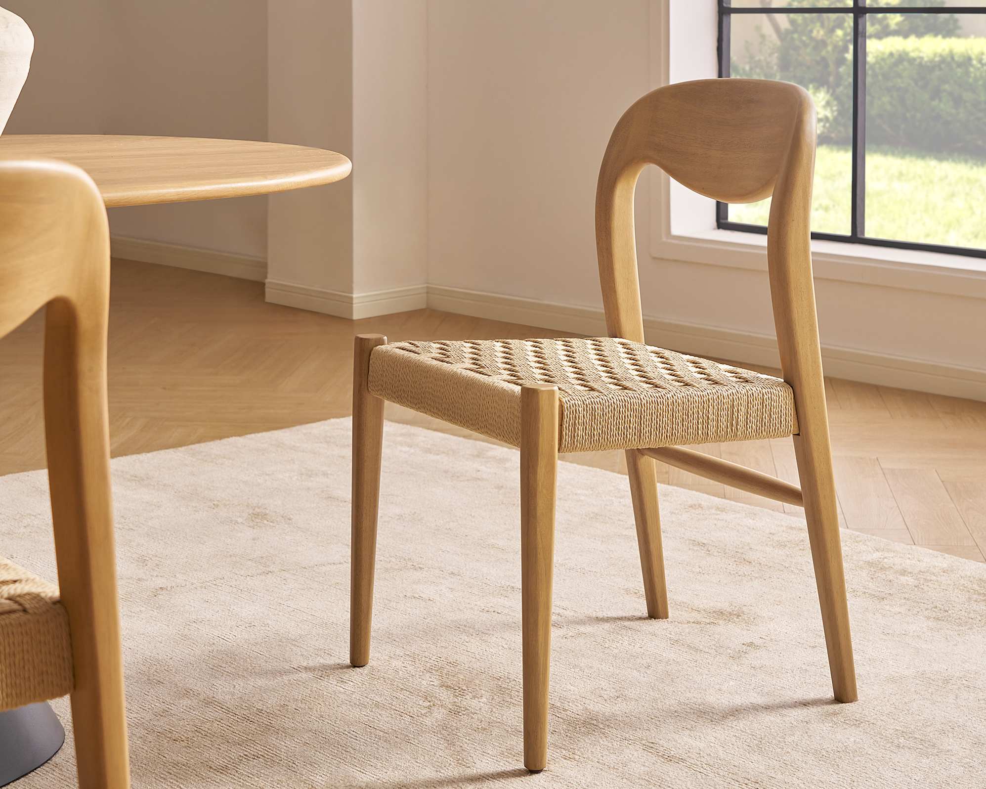Vela Dining Chair, Woven Cord (Blonde Oak)