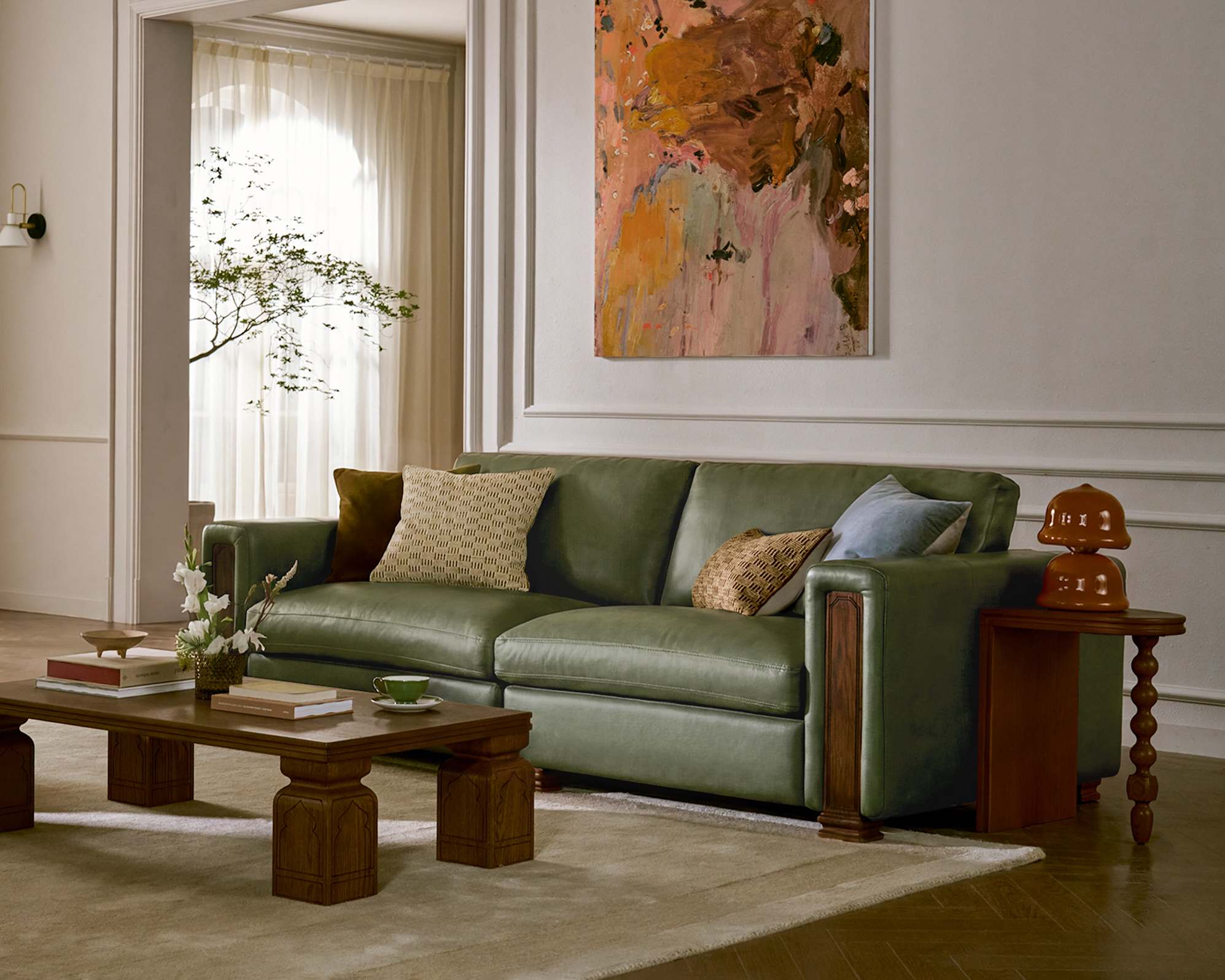Tan France Kagan Leather Sofa 0