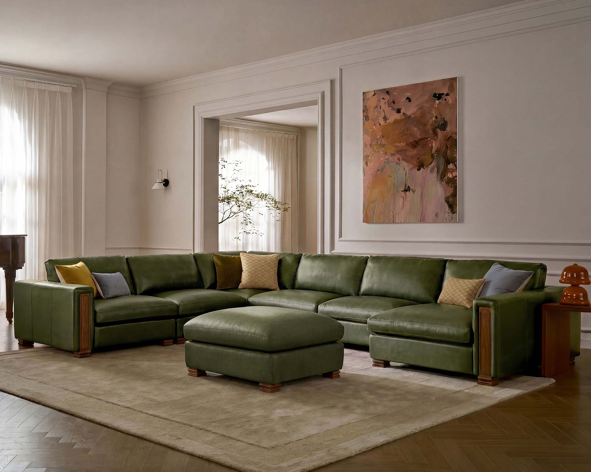 Tan France Kagan Leather Right Chaise 3