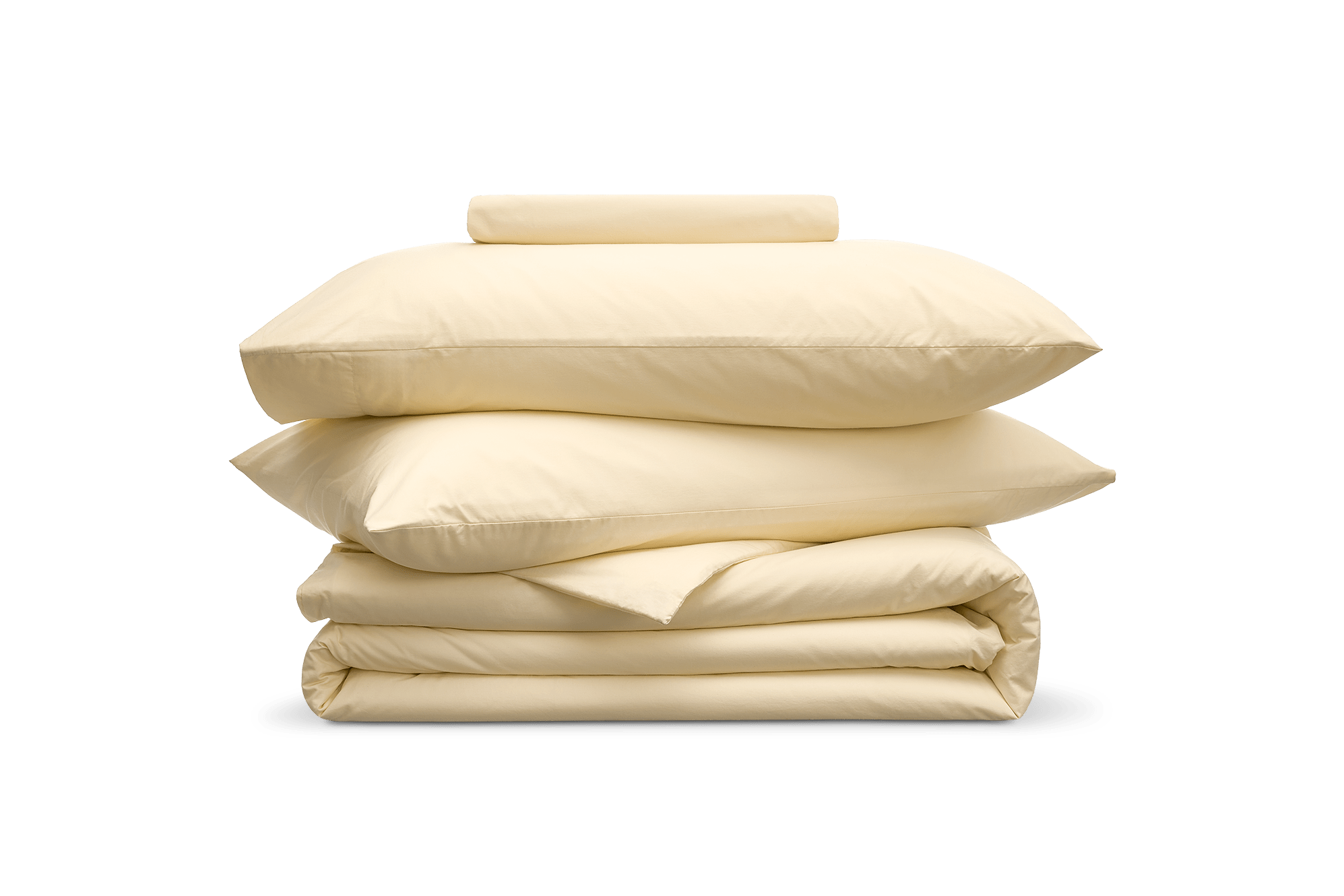 Classic Cotton Percale Queen Size Sheet Set and Duvet Cover, Buttercream