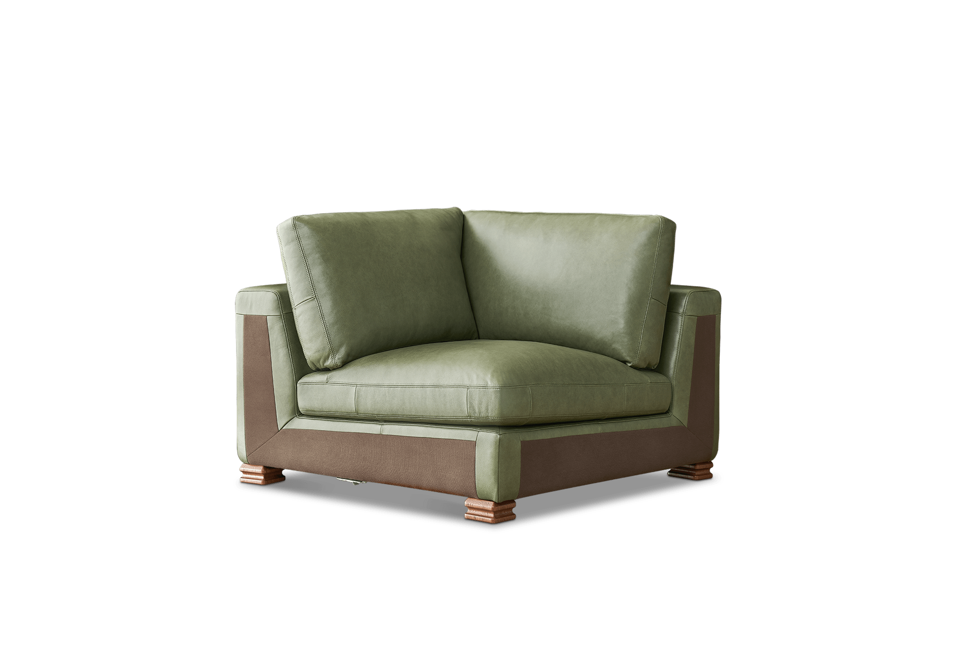 Tan France Kagan Leather Corner Modular Sofa, (Lugano) Moss