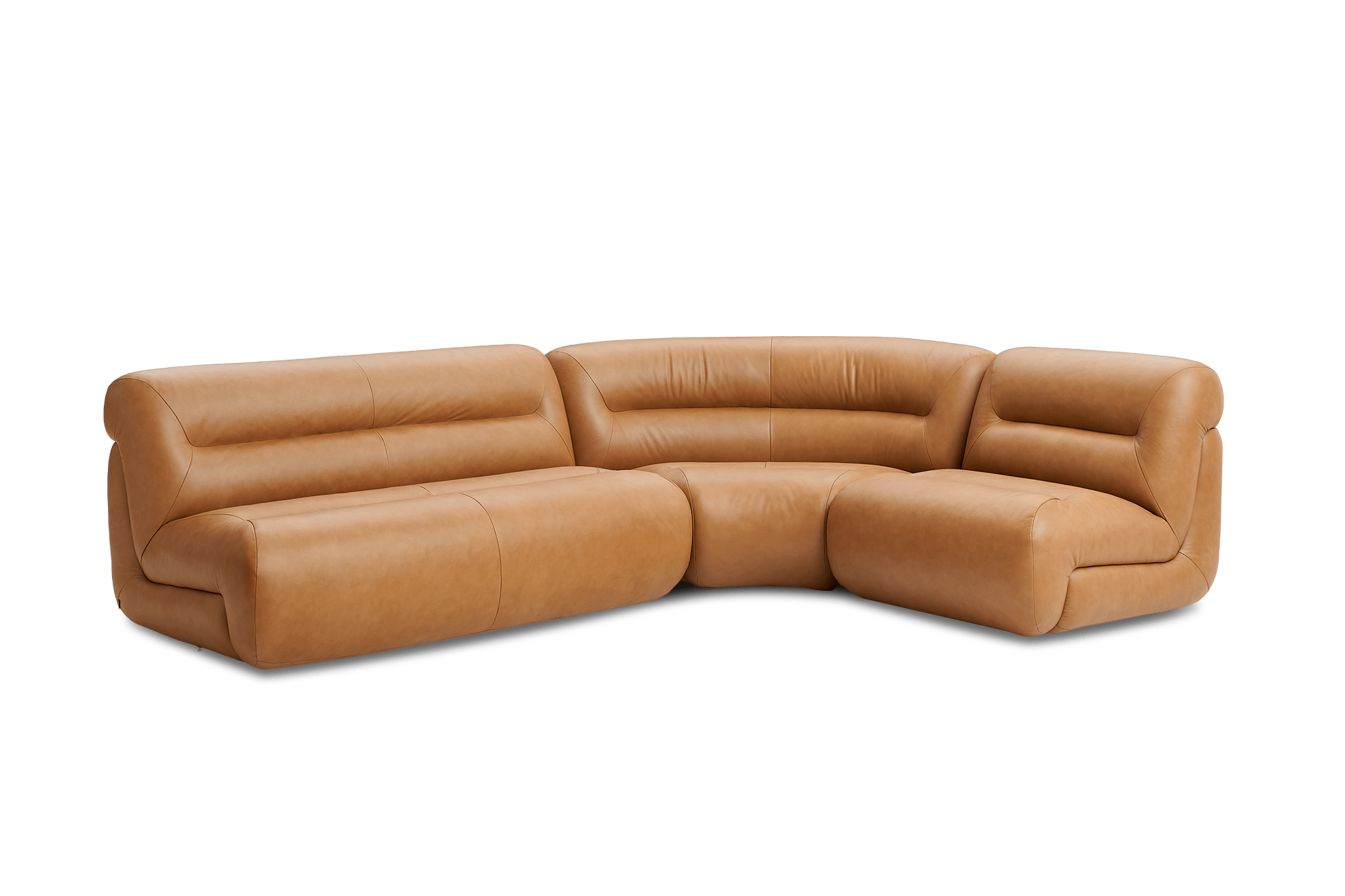 Tovi Leather 3-Piece Chaise Sectional Couch 3