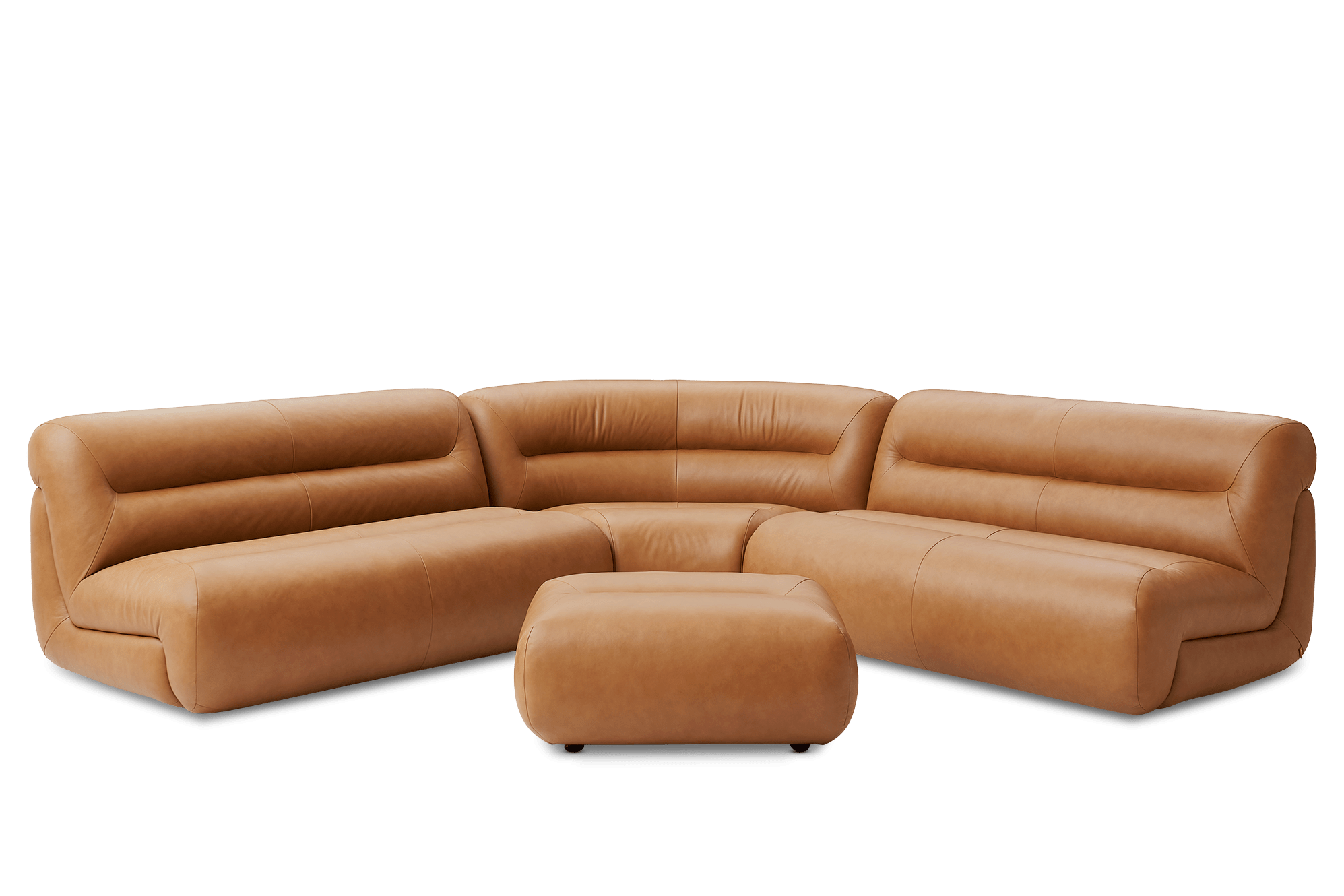 Tovi Leather L-Shape Sectional Couch with Ottoman 2