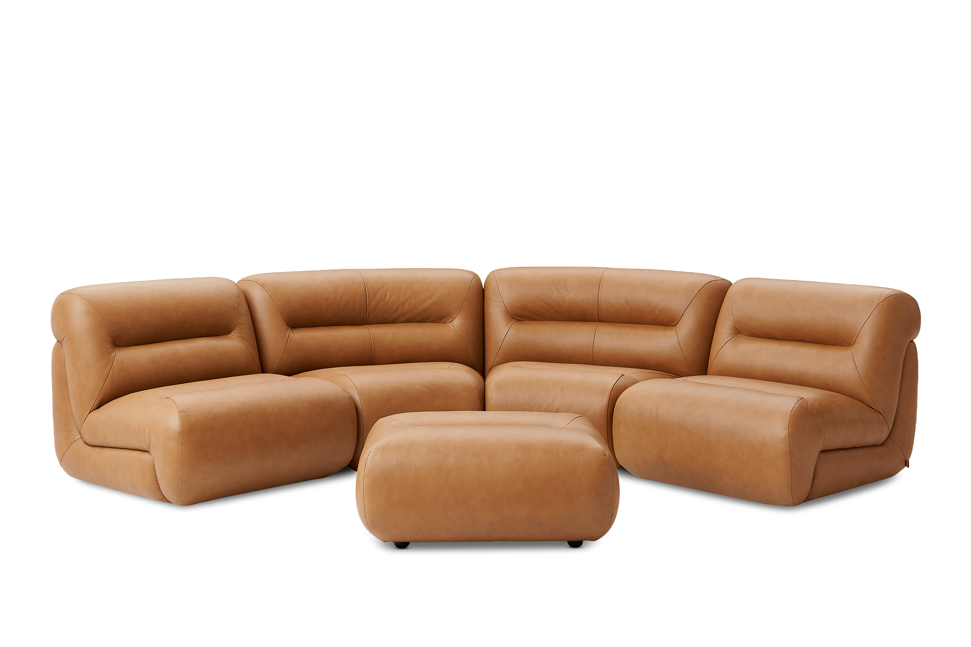 Tovi Leather 4-Piece Sectional Couch with Ottoman 2
