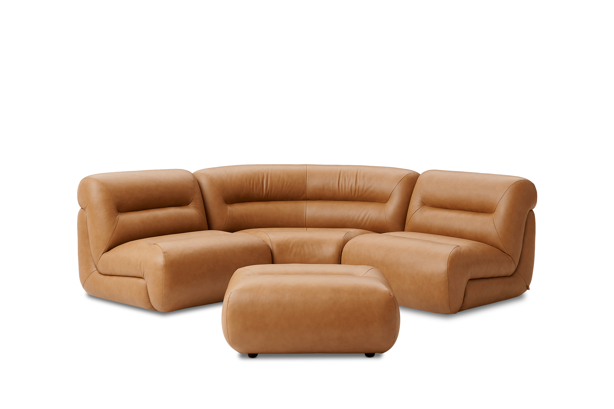Tovi Leather 3-Piece Sectional Couch with Ottoman 2