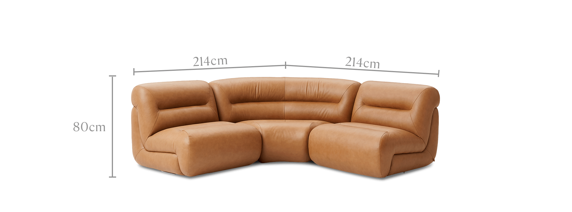 dimension of Tovi Leather 3-Piece Sectional Sofa