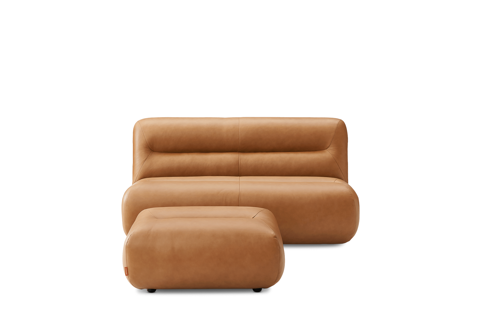 Tovi Leather 2 Seater Armless Couch with Ottoman 2