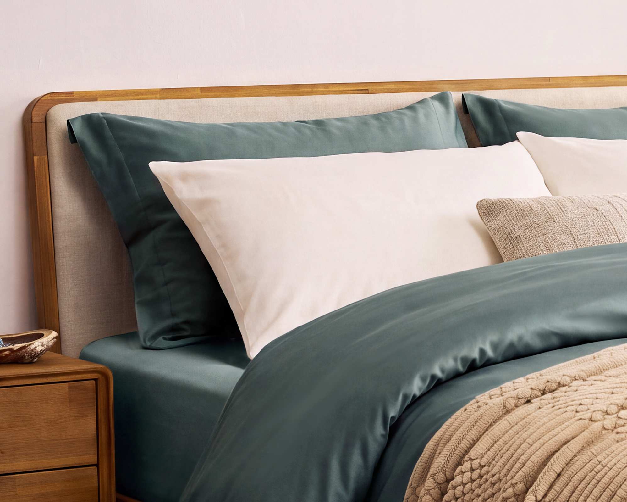Luxe Egyptian Cotton Sateen Standard Pillowcase Set of 2, Atlantic lifestyle