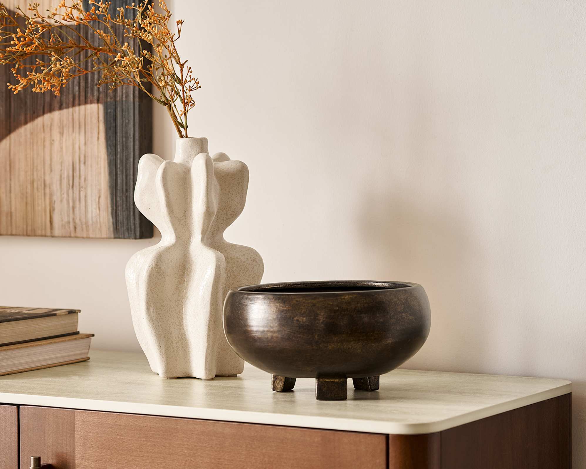 Umbra Medium Ceramic Decorative Bowl, W24.5 x D24.5 x H13
