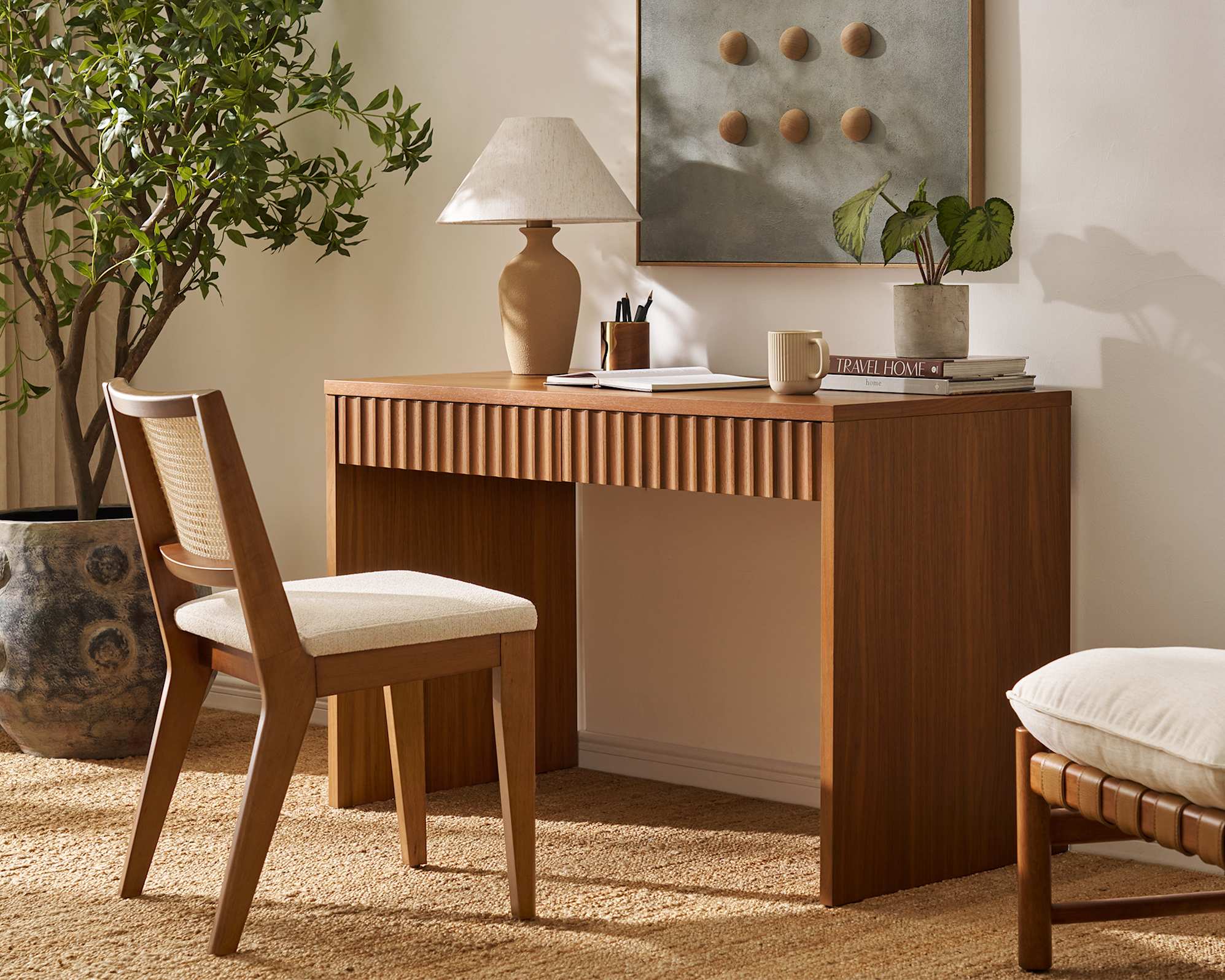 Sloane Desk with 2 Drawers, Walnut