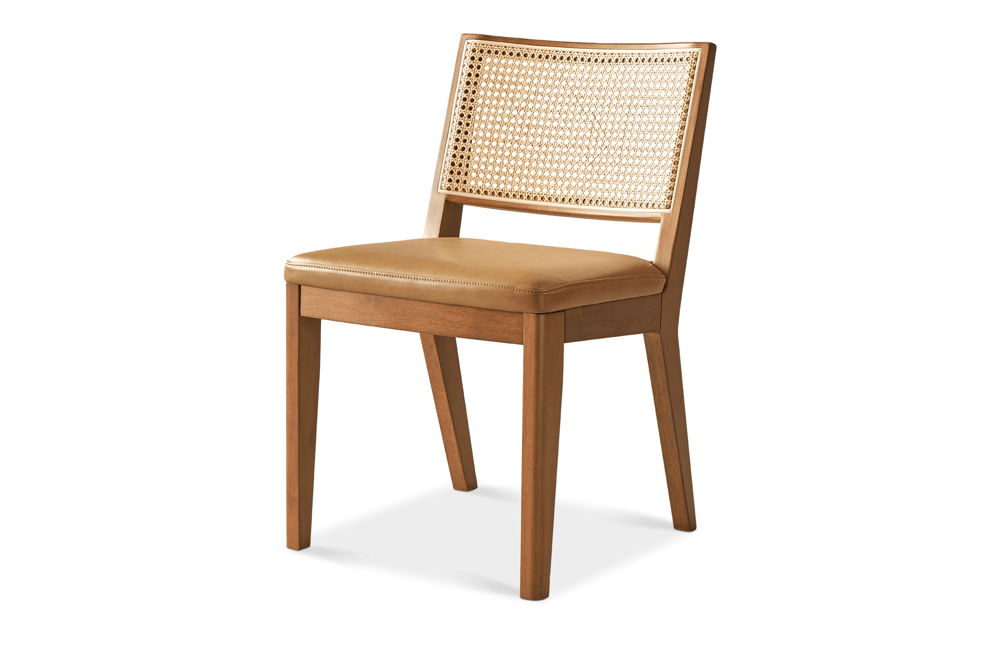 Sloane Cane and Leather Dining Chair, (Lugano) Caramel (Walnut)