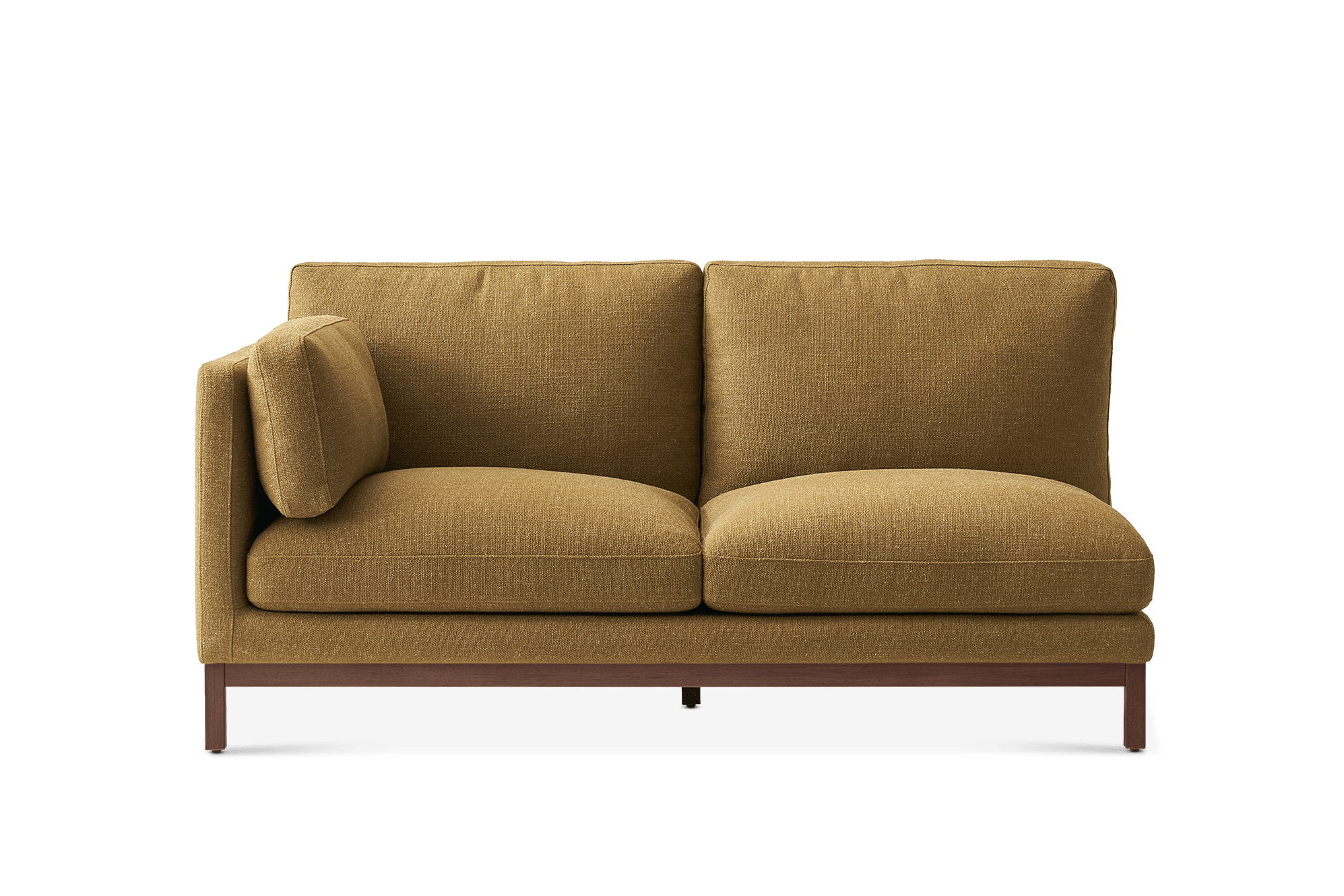 Owen II Left Arm 2 Seater Sofa, (Basketweave) Caramel (Walnut Leg)