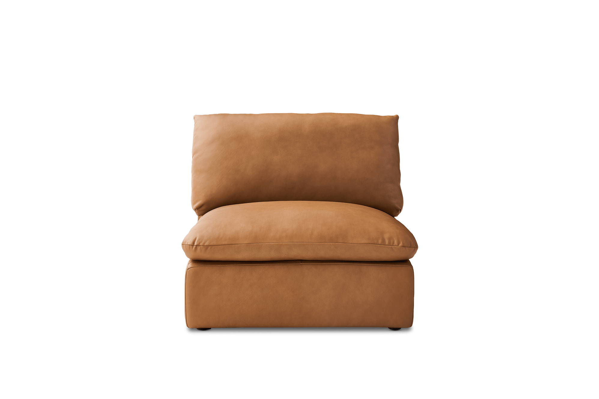 Dawson Leather Armless Sofa, (Duvane) Mocha
