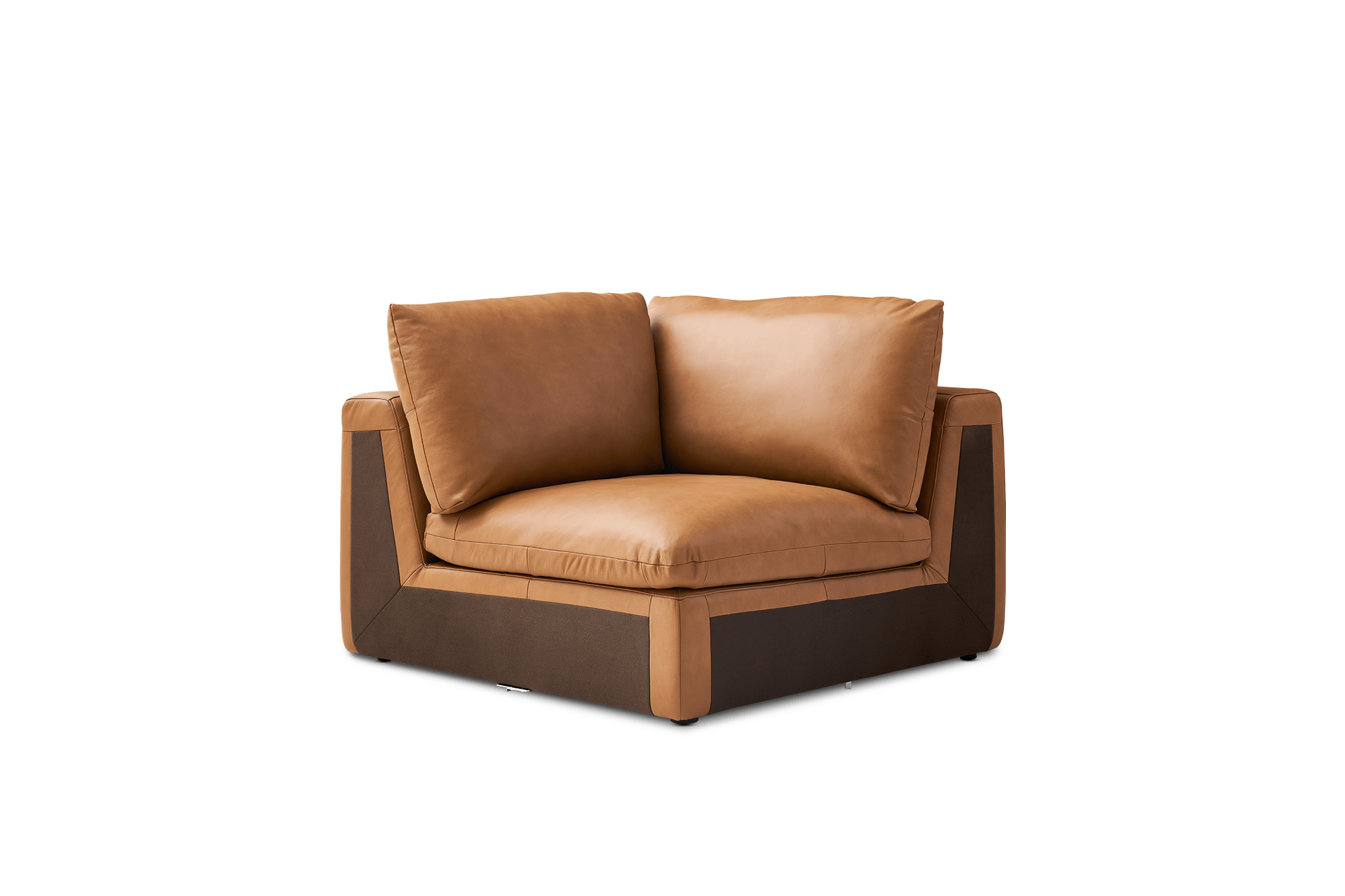 Dawson Leather Corner Modular Sofa, (Duvane) Mocha