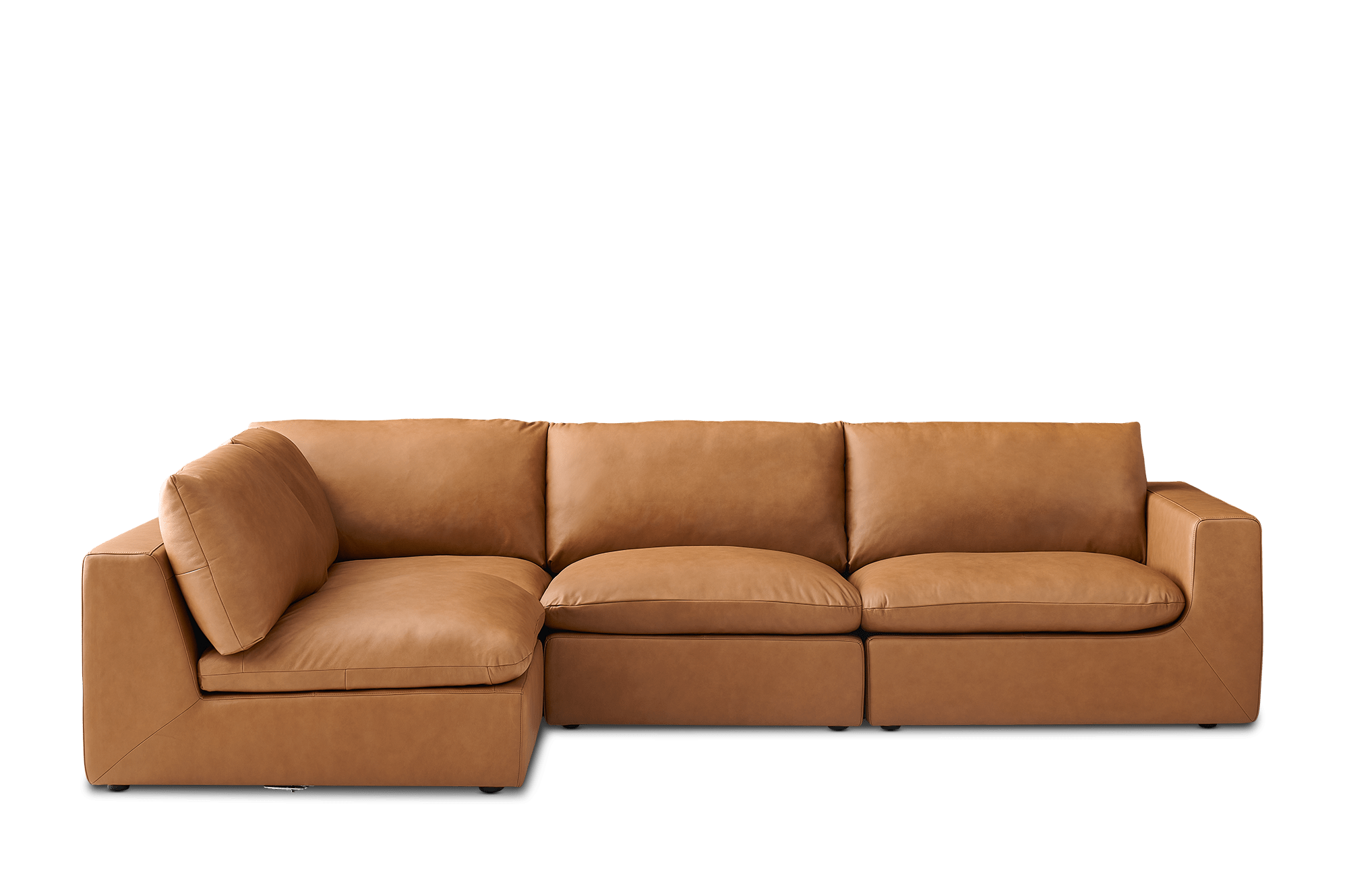 Dawson Leather Chaise Sofa Left Facing, (Duvane) Mocha