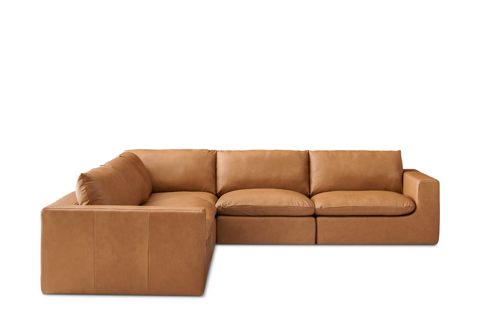 Dawson Leather L-Shaped Sofa, (Duvane) Mocha