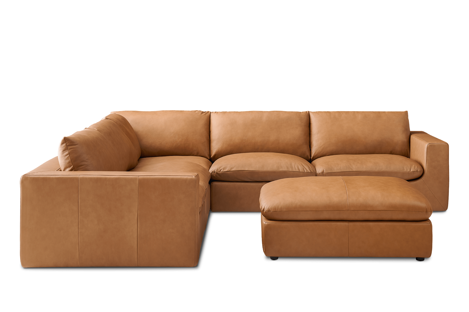 Dawson Leather L-Shaped Sofa with Large Storage Footstool, (Duvane) Mocha