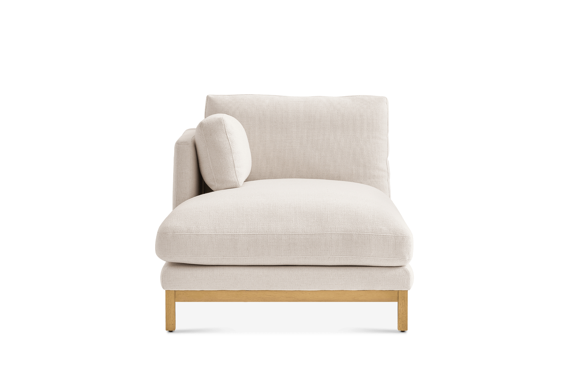 Owen II Left Chaise Sofa, (Basketweave) Cream (Blonde Oak Leg)