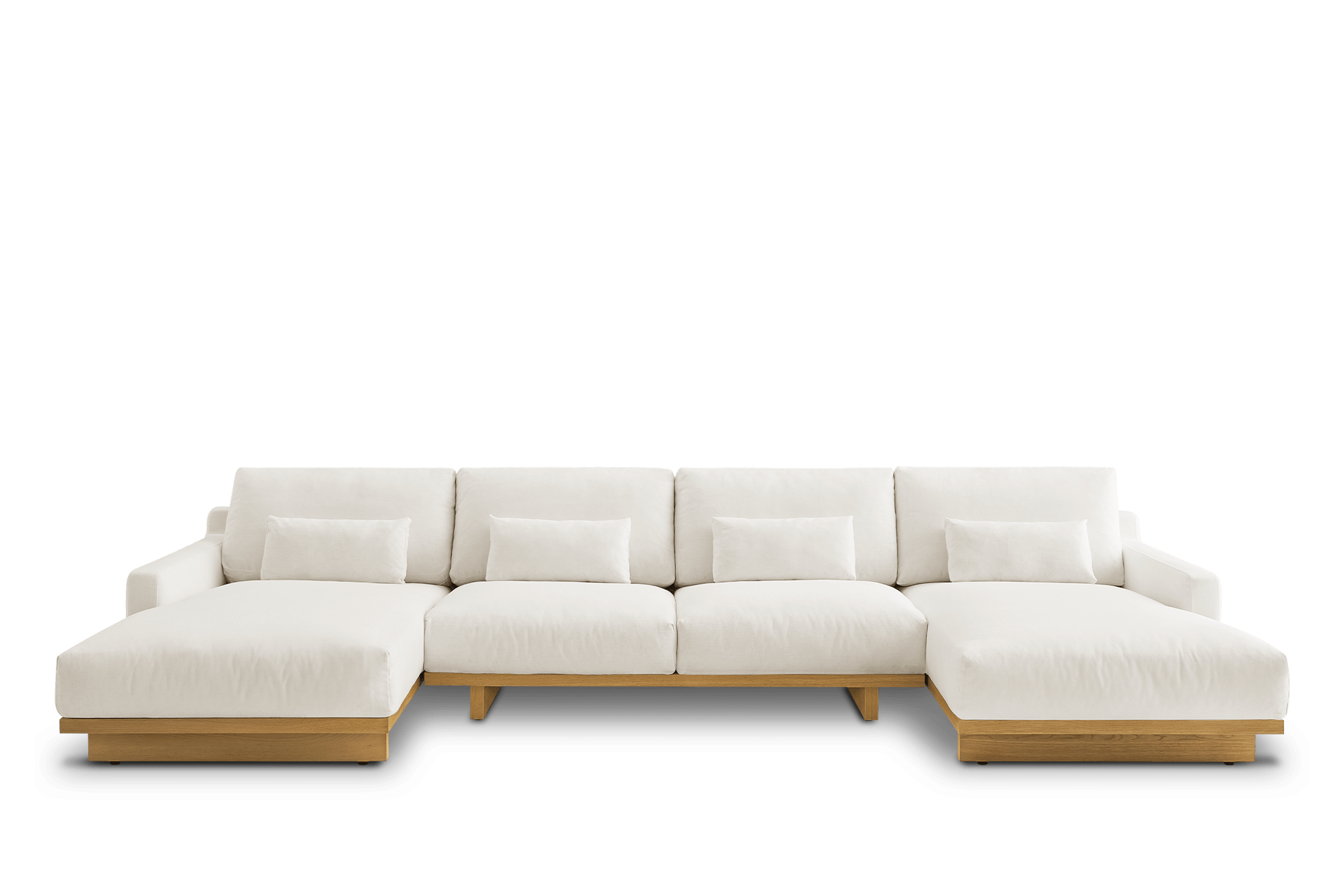 Mori U-Shape Sectional Couch, (Performance Linen Weave) White (Natural)