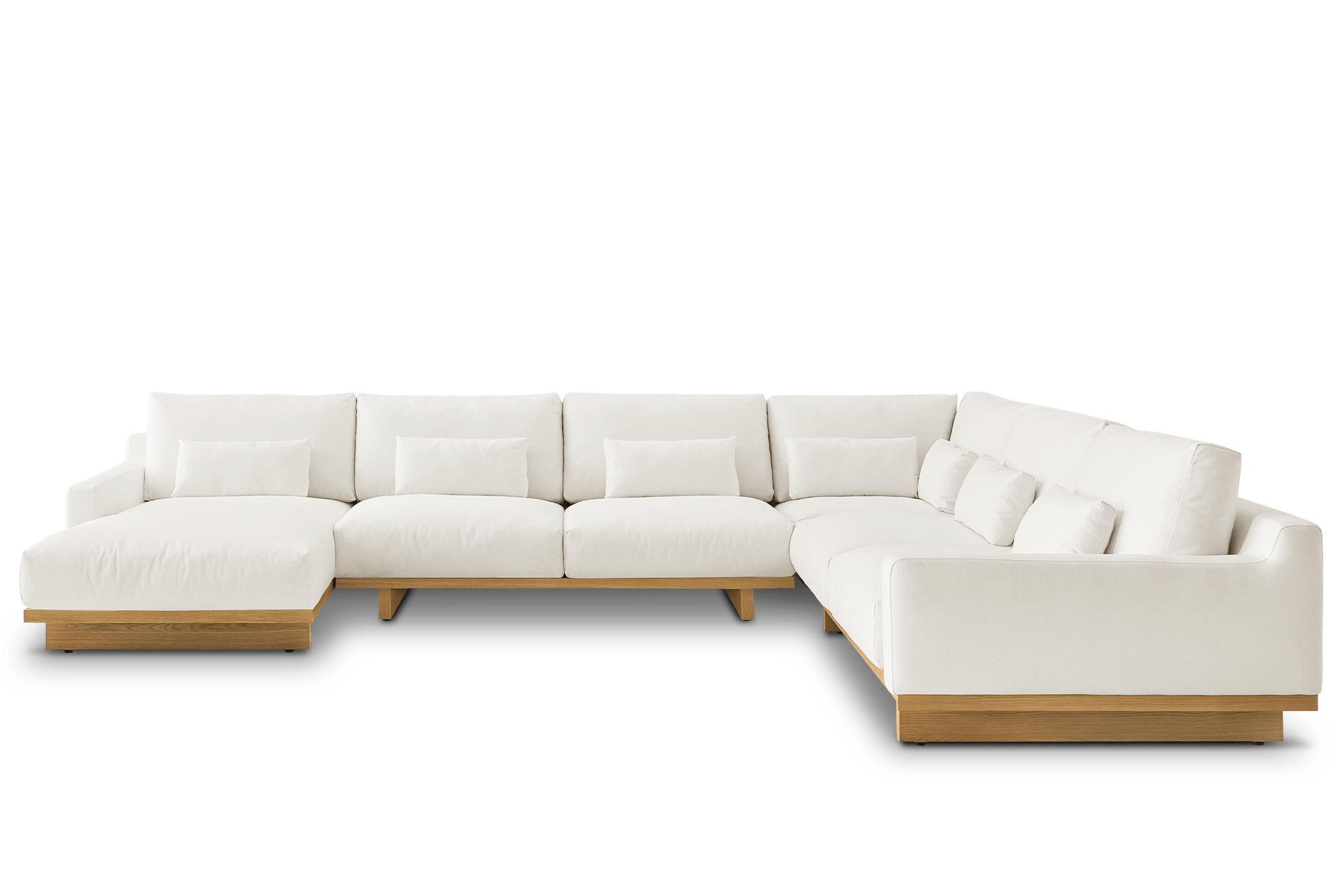 Mori U-Shape Chaise Sectional Sofa Left Facing, (Performance Linen Weave) White (Natural)