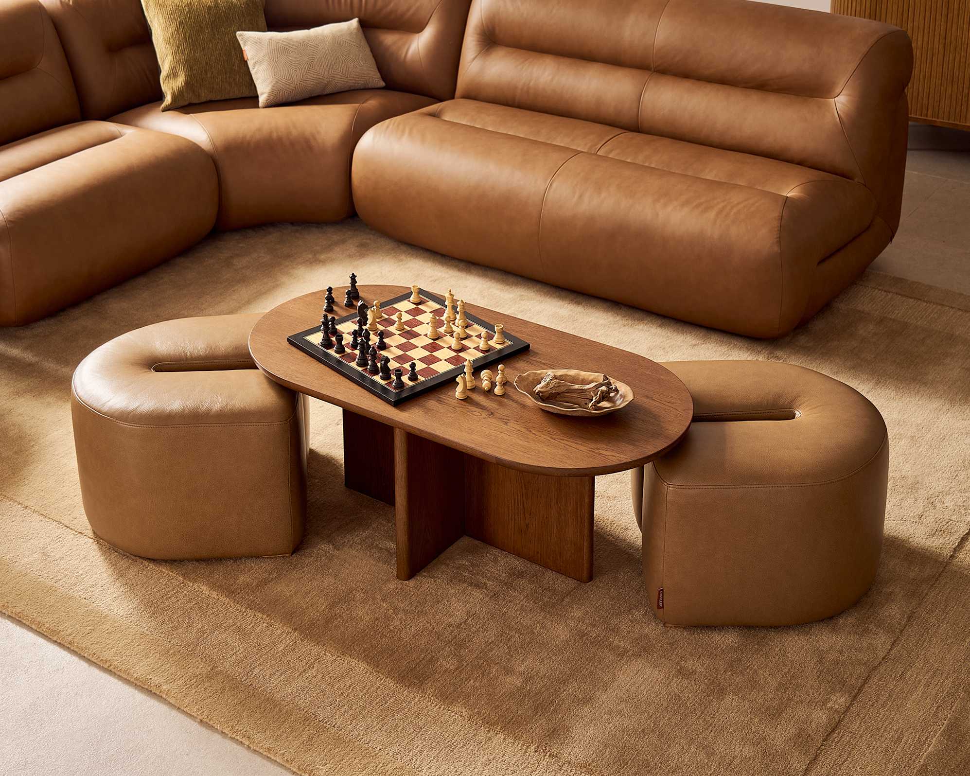Hugg Nesting Rectangular Coffee Table, (Lugano) Caramel (Chestnut)