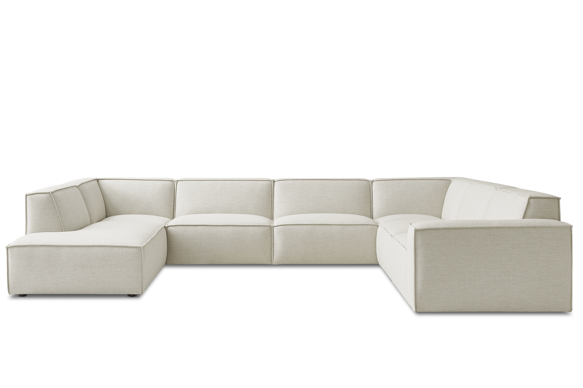 Jonathan U-Shape Chaise Sectional Couch Left Facing, (Performance Twill) Cream