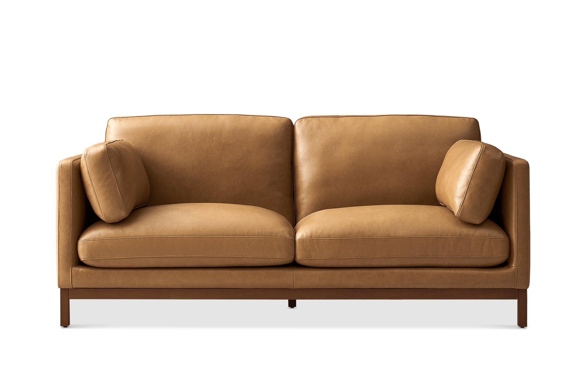 Owen II Leather 2 Seater Sofa, (Lugano) Caramel (Walnut)