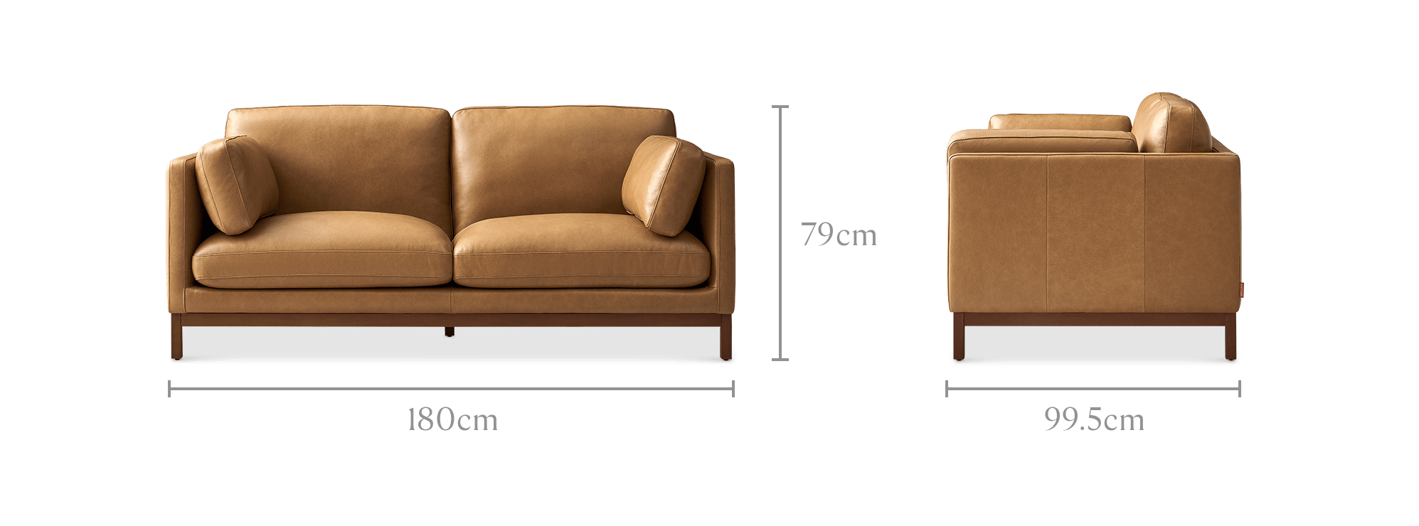 dimension of Owen II Leather 2 Seater Sofa