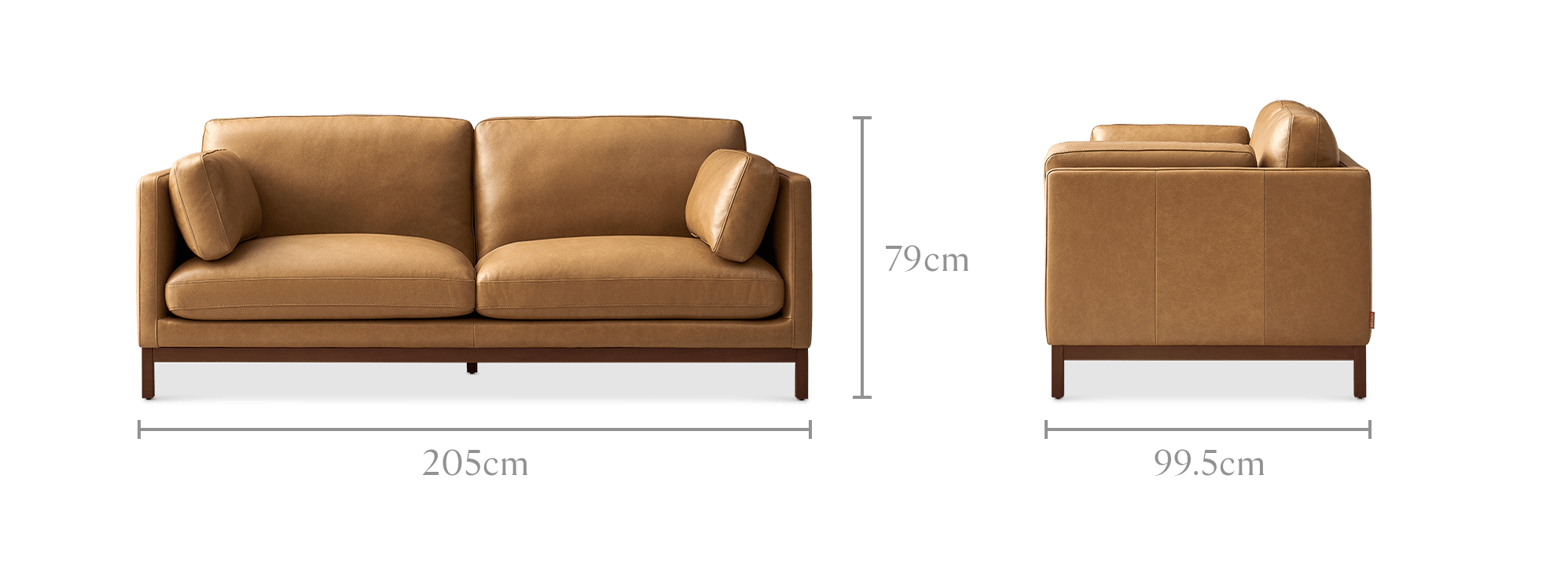 dimension of Owen II Leather 3 Seater Sofa