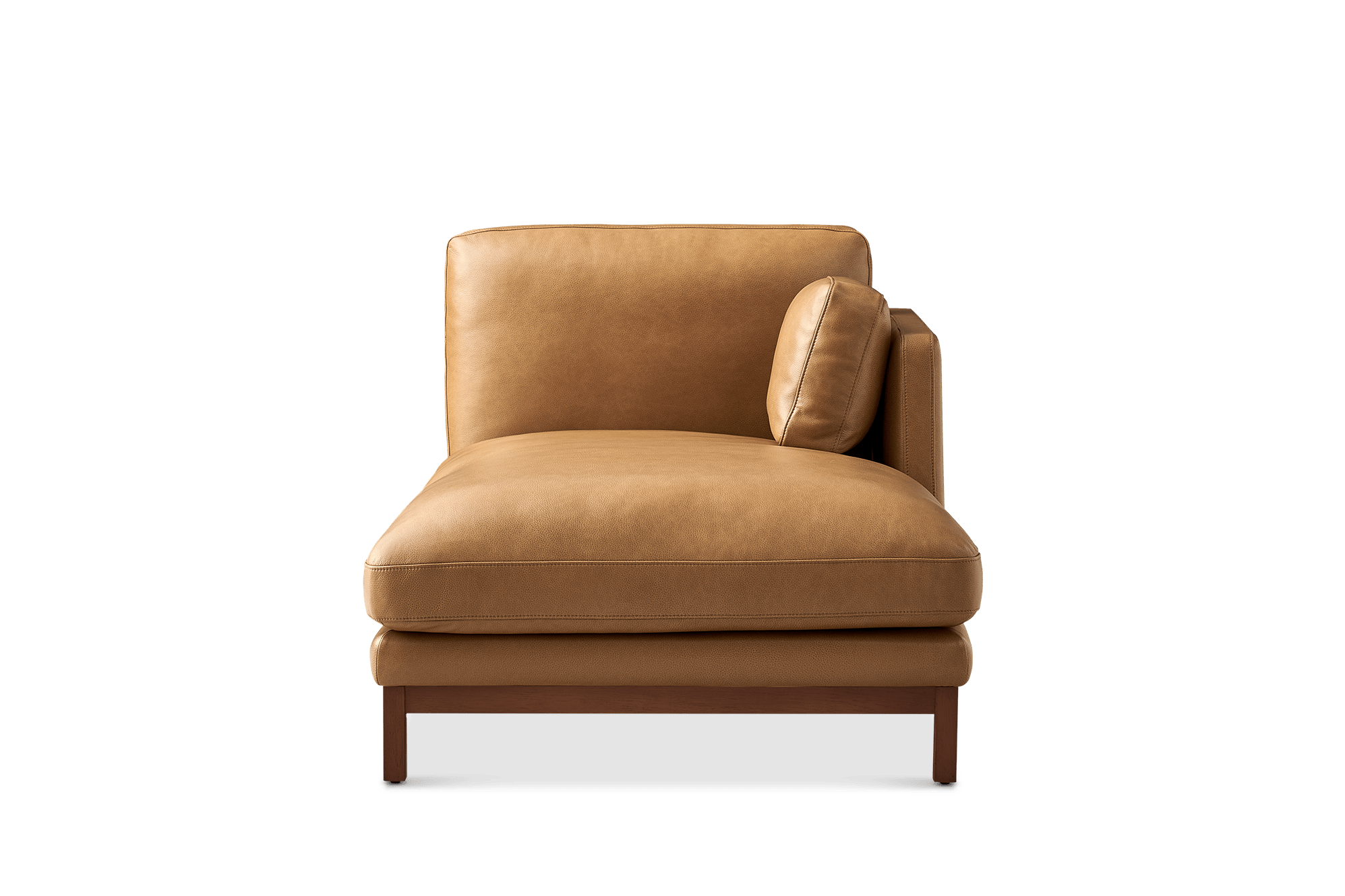 Owen II Leather Right Chaise Sofa, (Lugano) Caramel (Walnut)