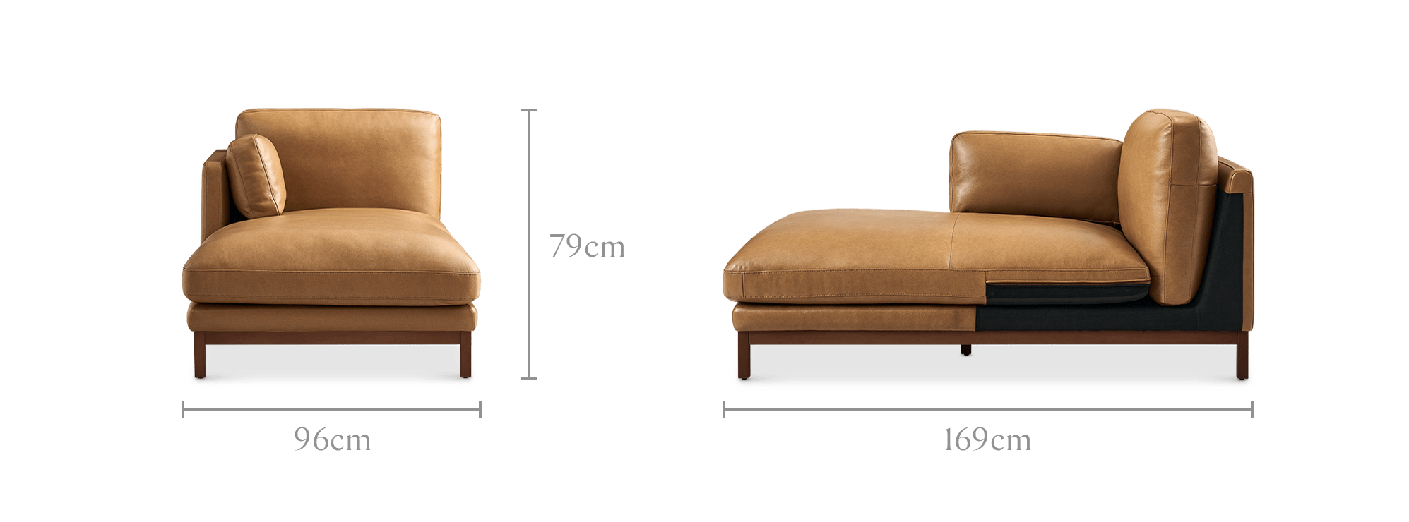 dimension of Owen II Leather Left Chaise Sofa