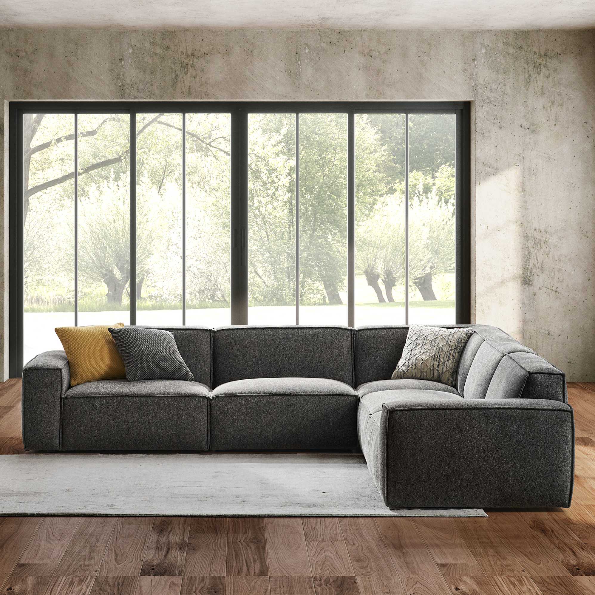 Jonathan L-Shape Sectional Sofa, Dark Granite lifestyle
