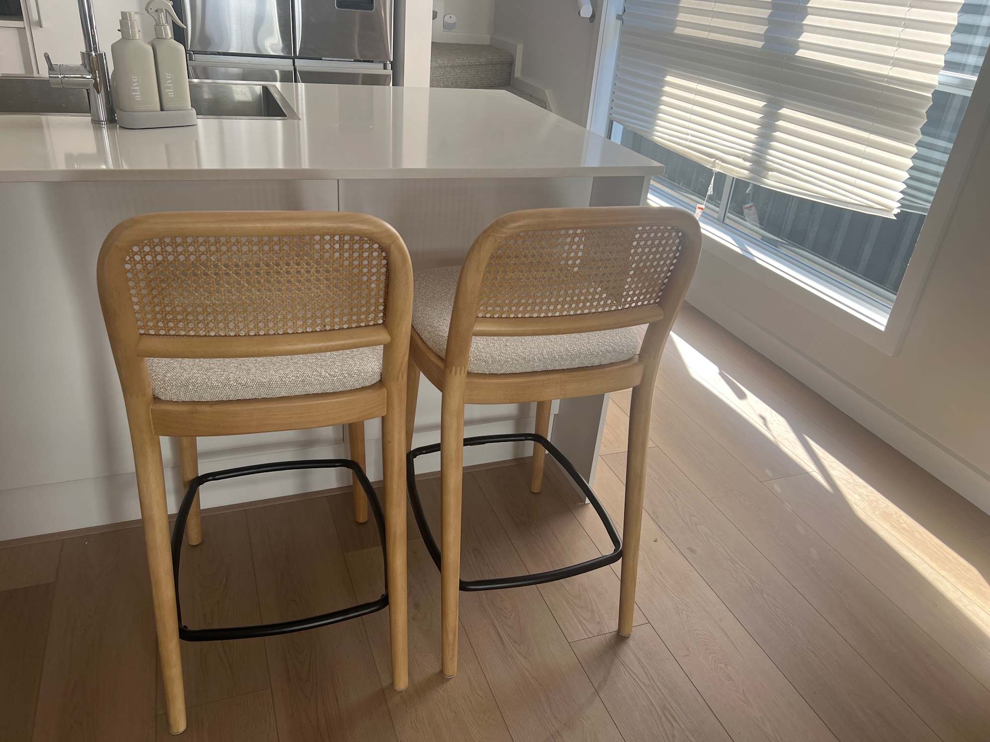 Edith Cane Counter Stool, White Wash