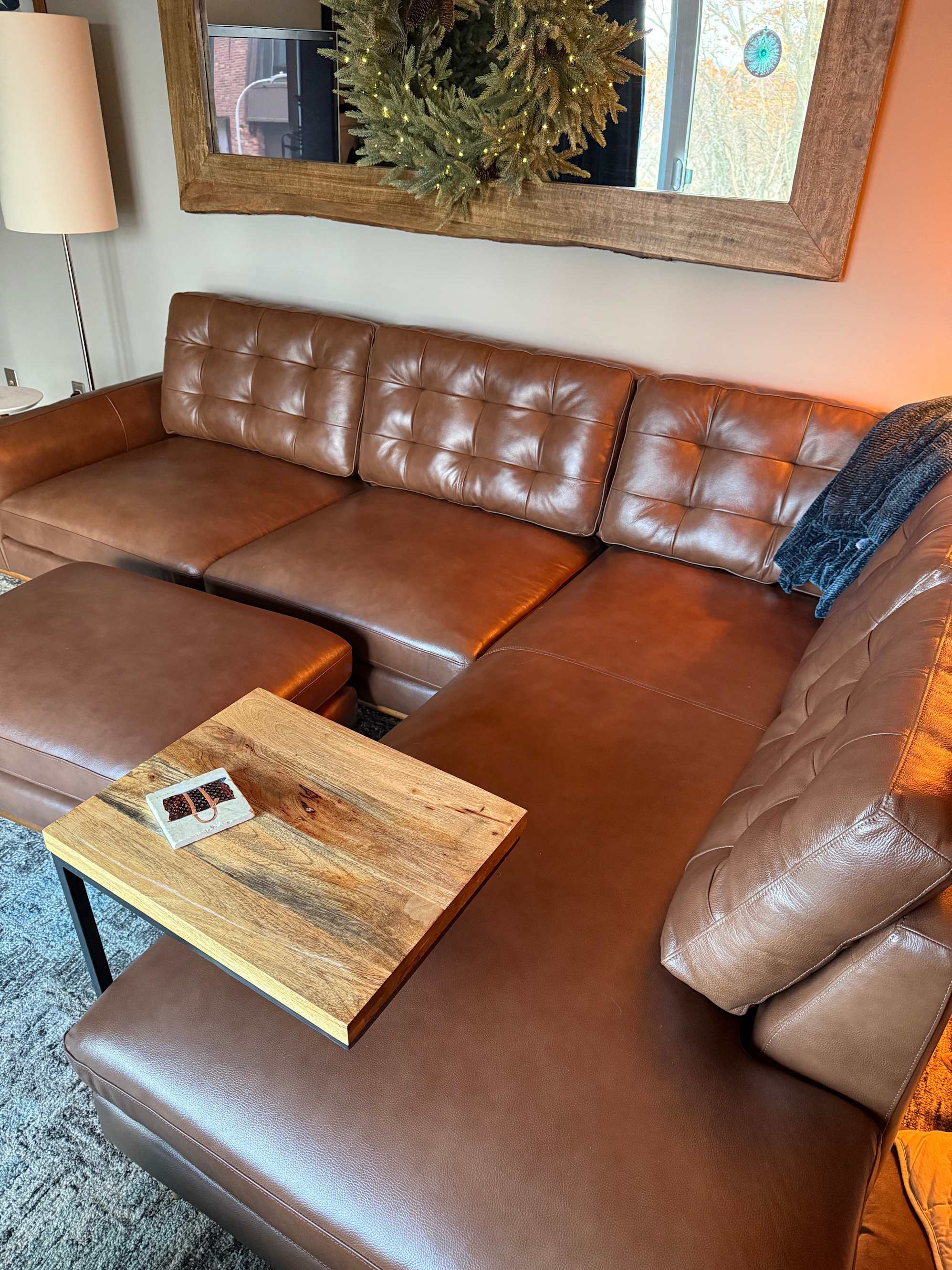 Leather Isaac w/ bumper chaise