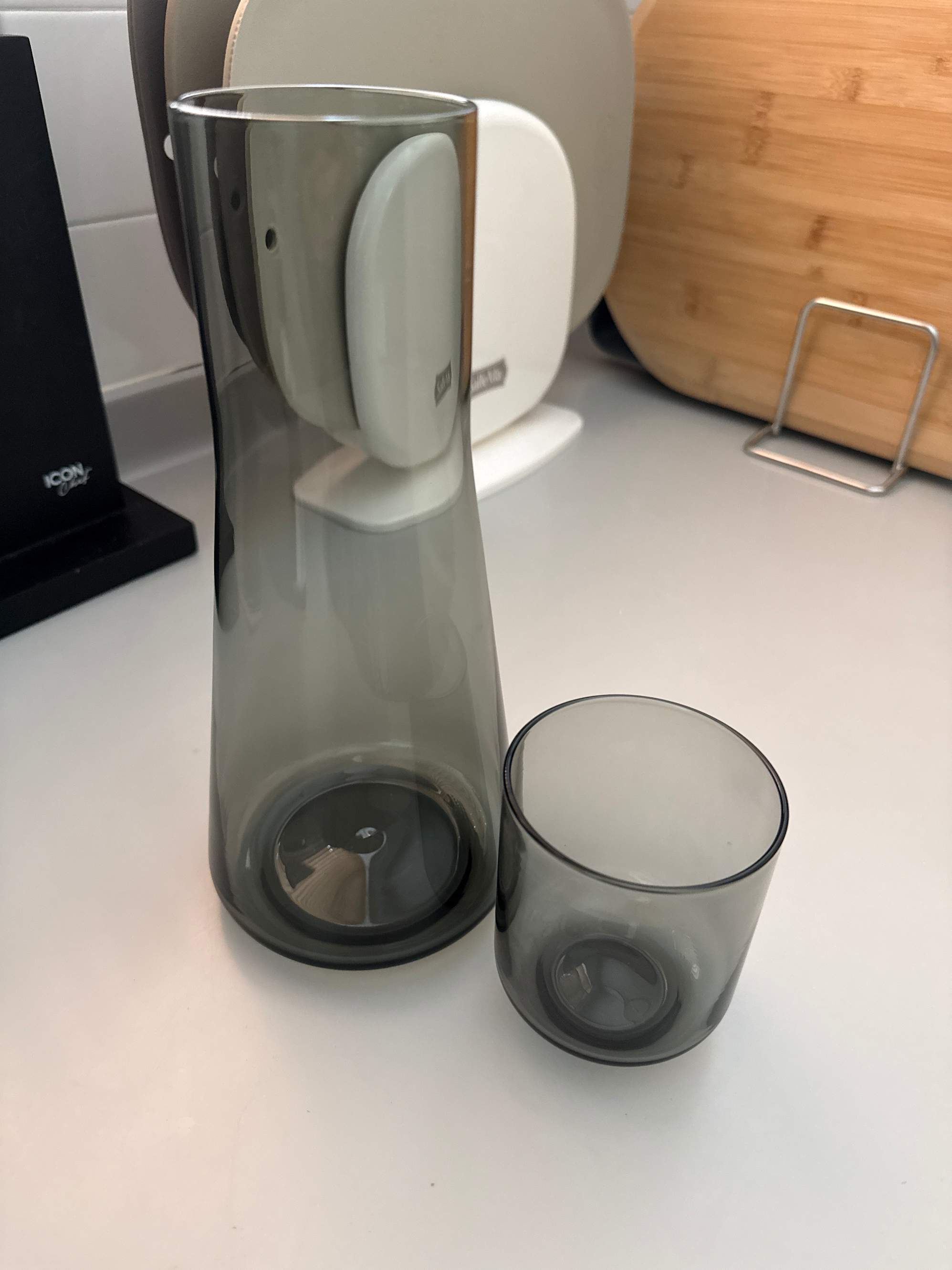 review from Simple grey water canister and glass