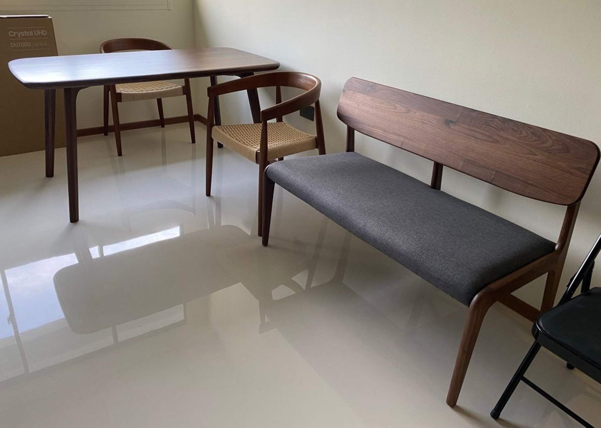 Walnut Table Dining Set + Austen Chairs