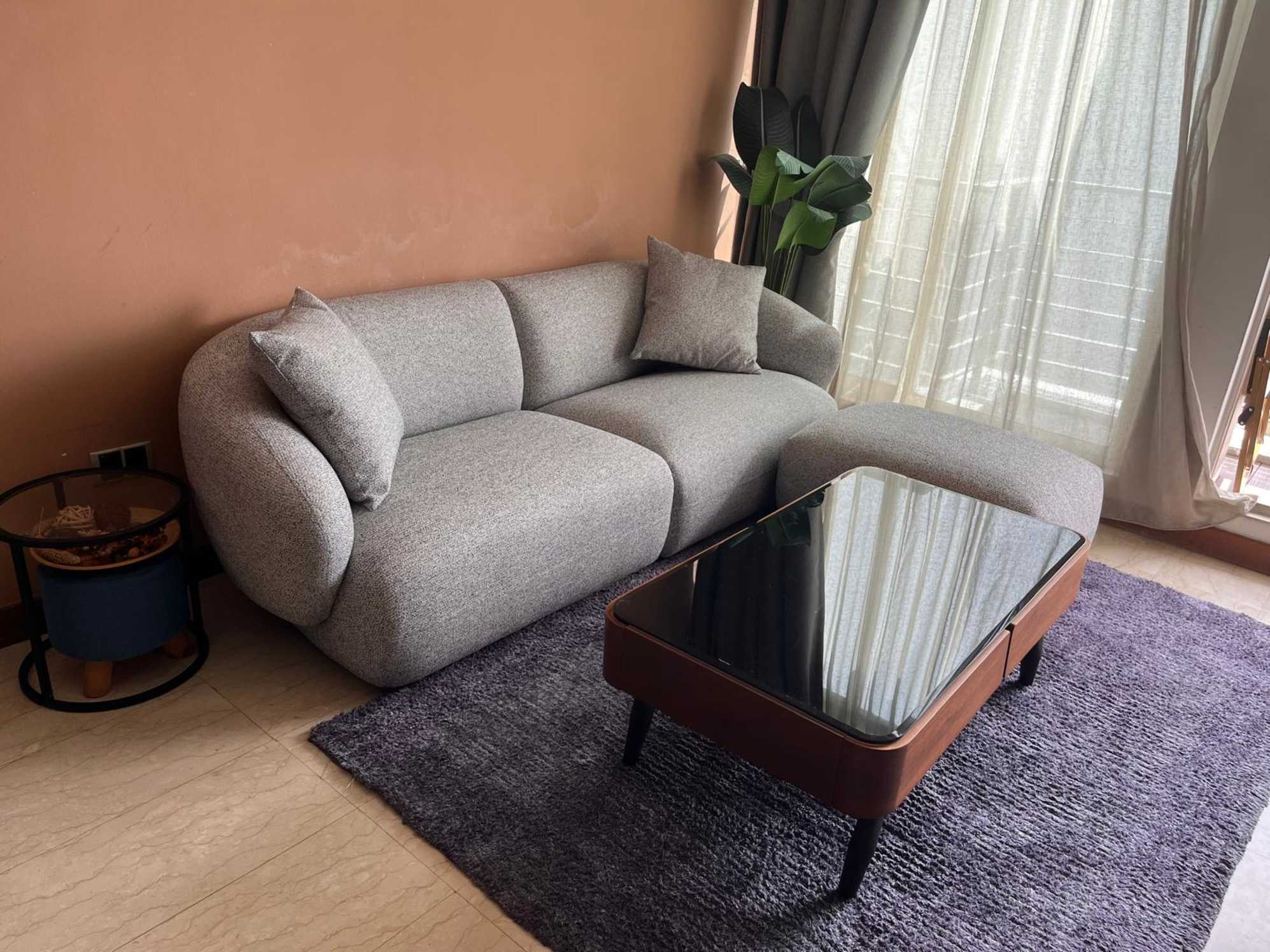 Auburn 3 Seater Sofa with Ottoman, Performance Basalt