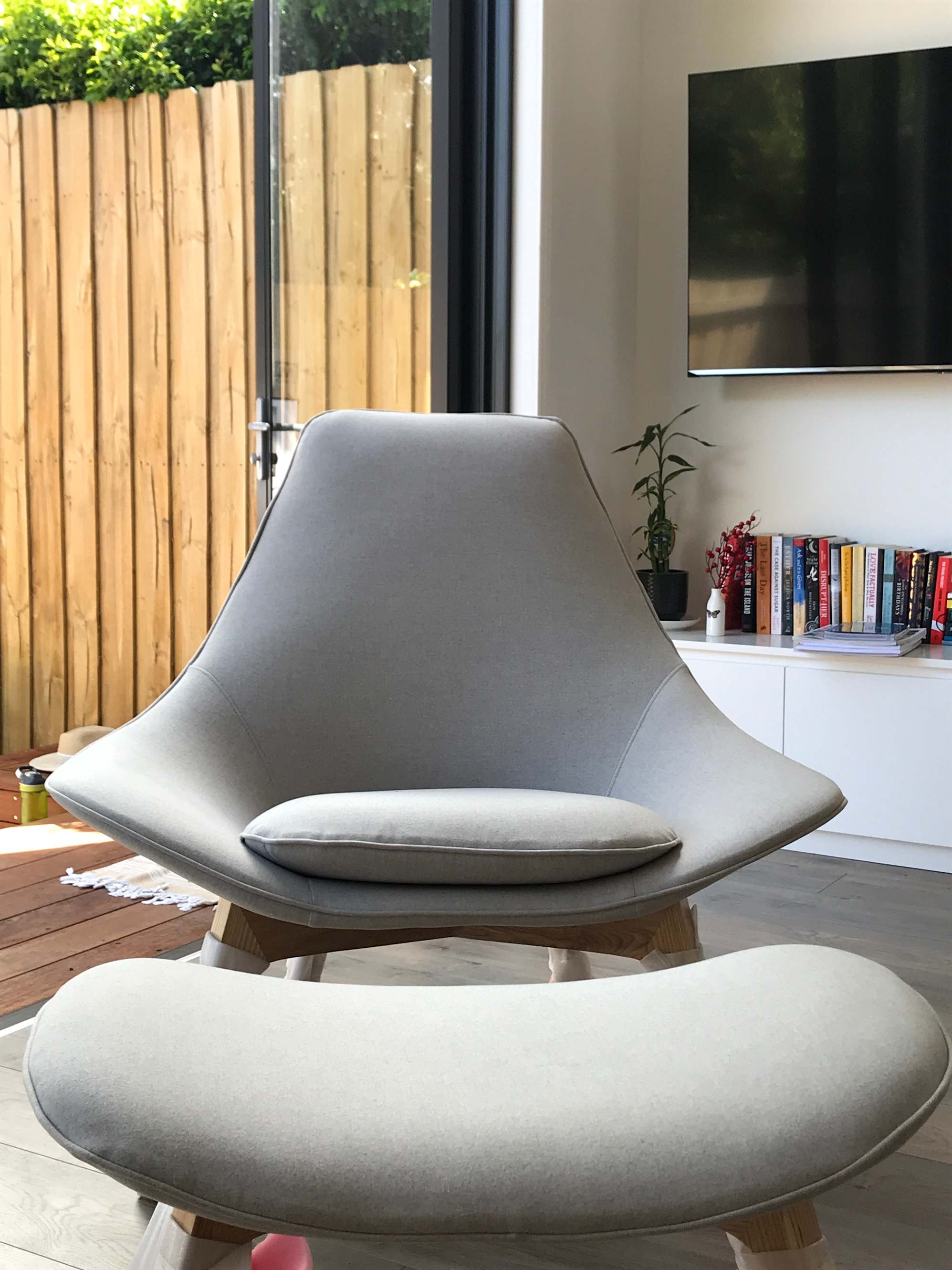 Beautiful Gable Armchair and Ottoman