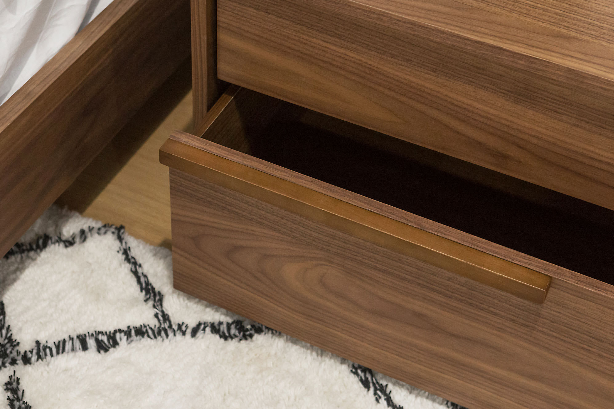 A close-up shot of a bedside table.