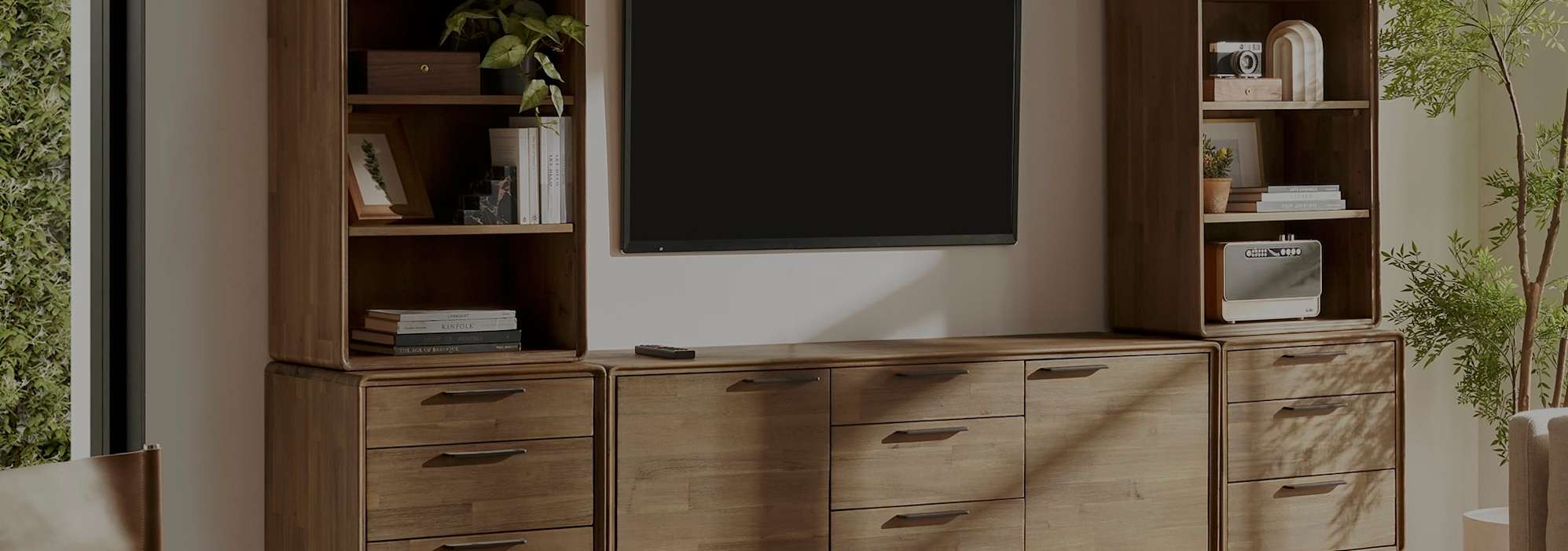 Mid-century modern, all-in-one storage Seb Media Console System